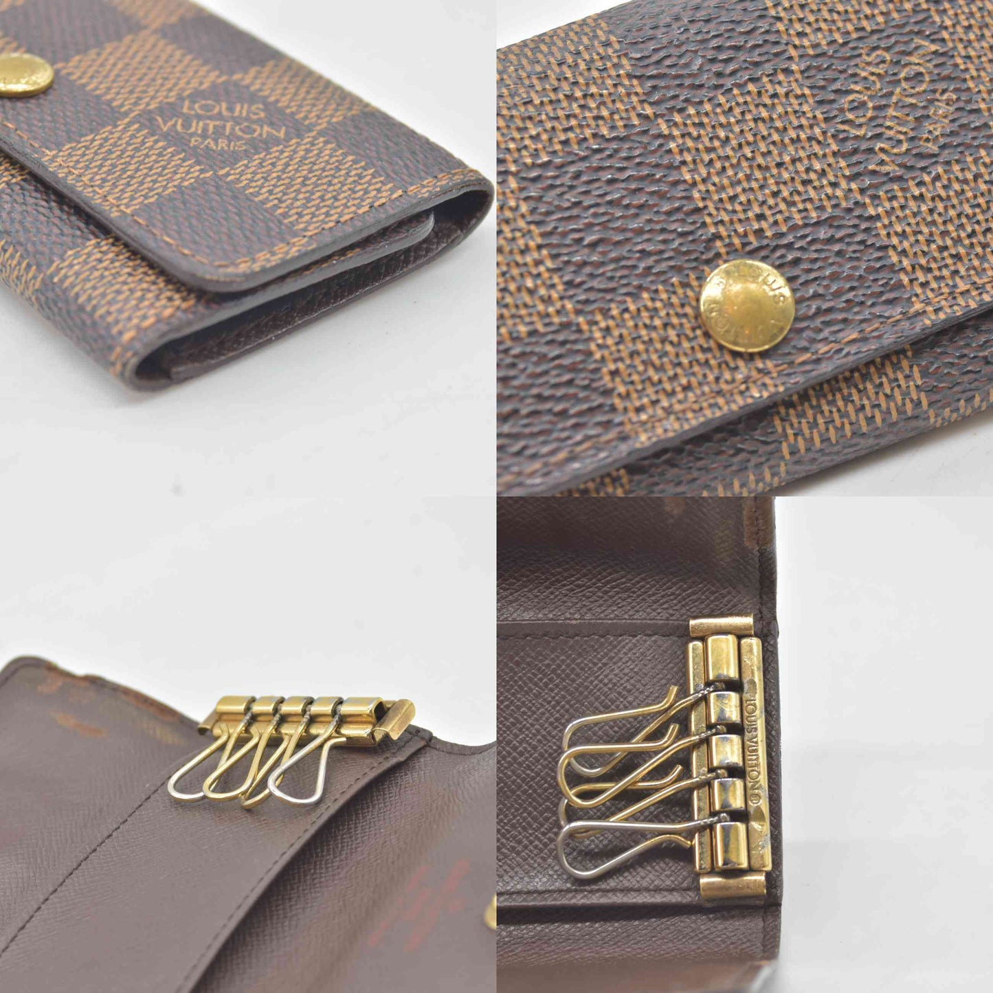 $345 2004 Louis Vuitton Damier Ebene Multicles 4 Key Holder TH1014
