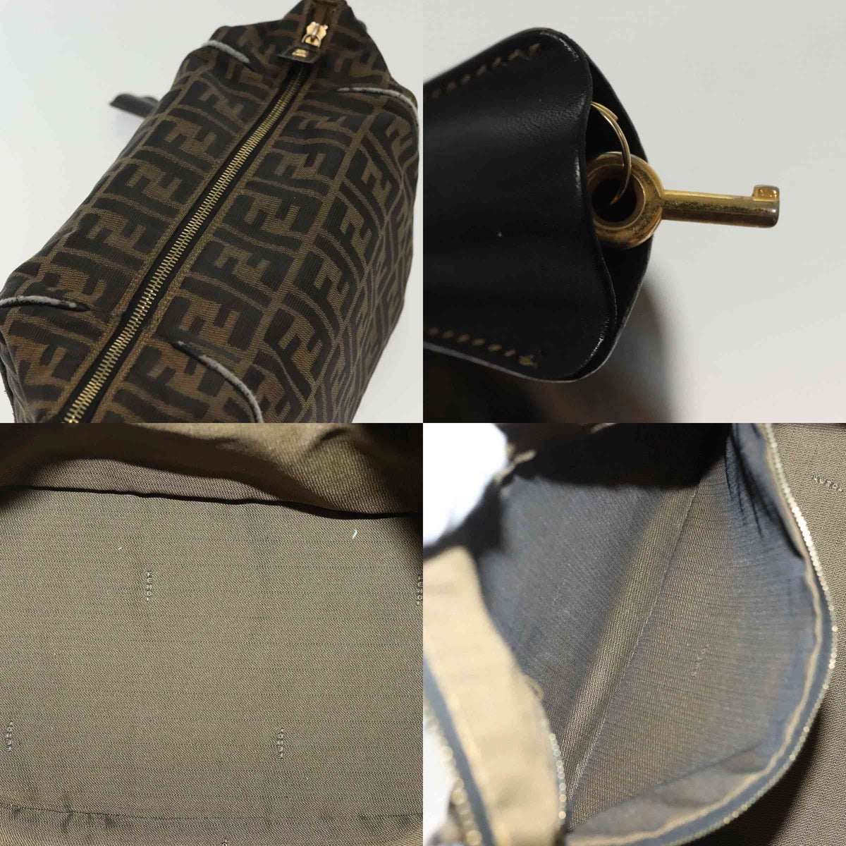 $980 2003 Fendi Zucca Canvas Vanity Hand Bag 2211-26715-009