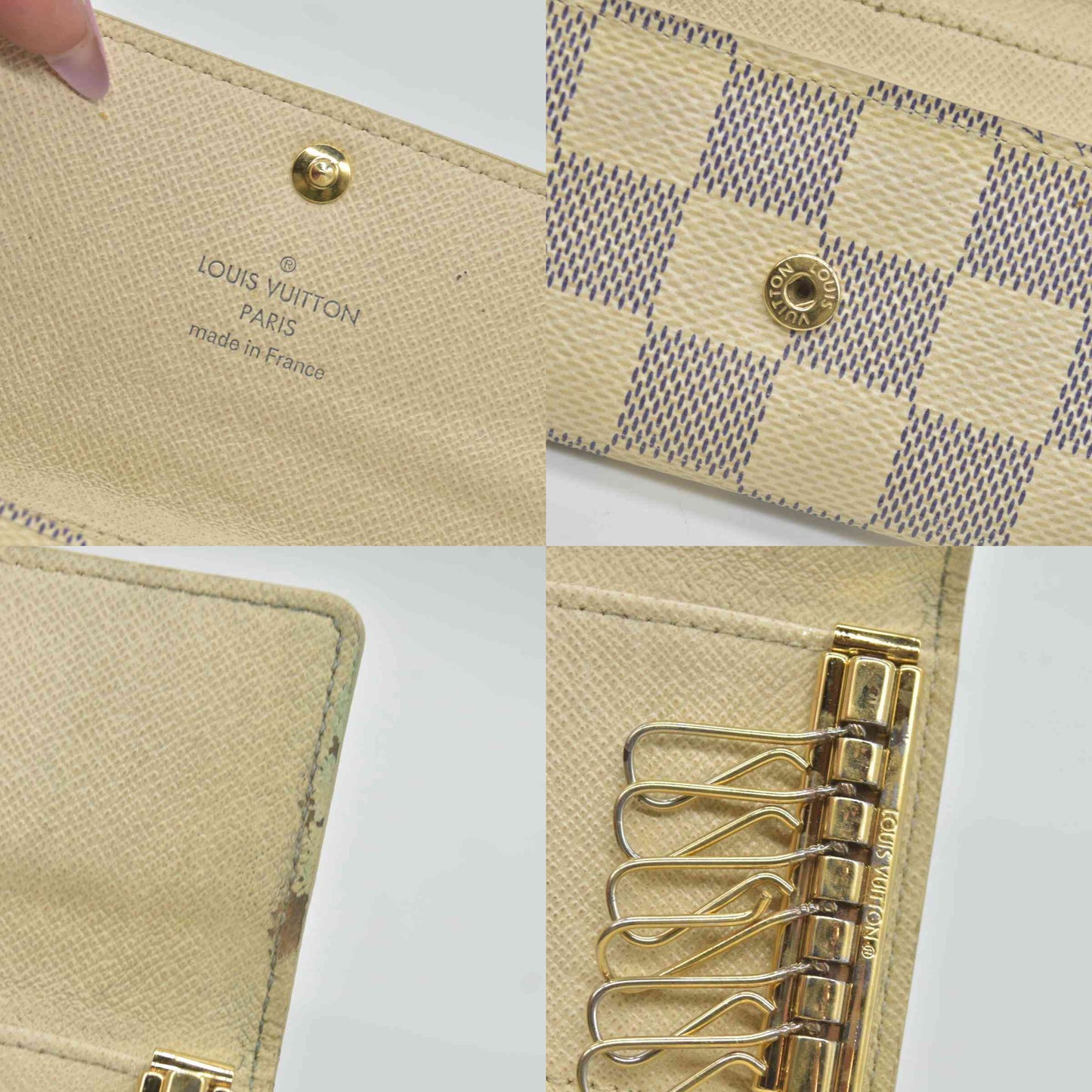 $345 Louis Vuitton Damier Azur Multicles 6 Key Holder CT4178