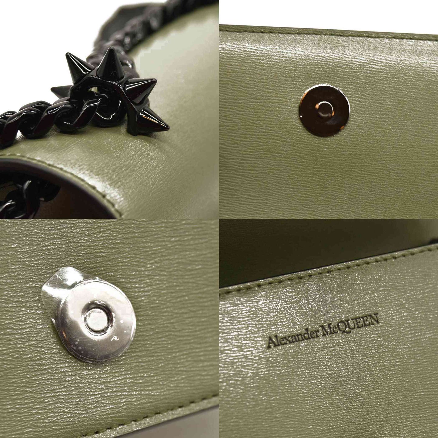 Alexander McQueen  Calfskin Knuckle Skull Crossbody Khaki Green Black