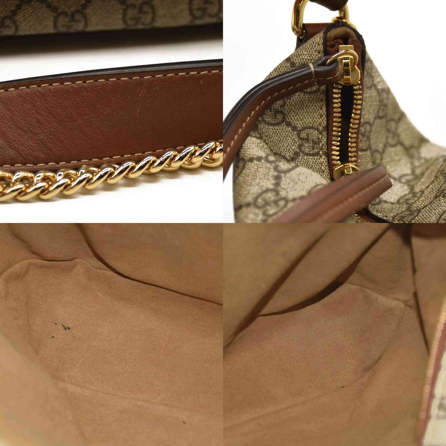 GUCCI  GG Supreme Monogram Large Linea A Hobo Light Brown