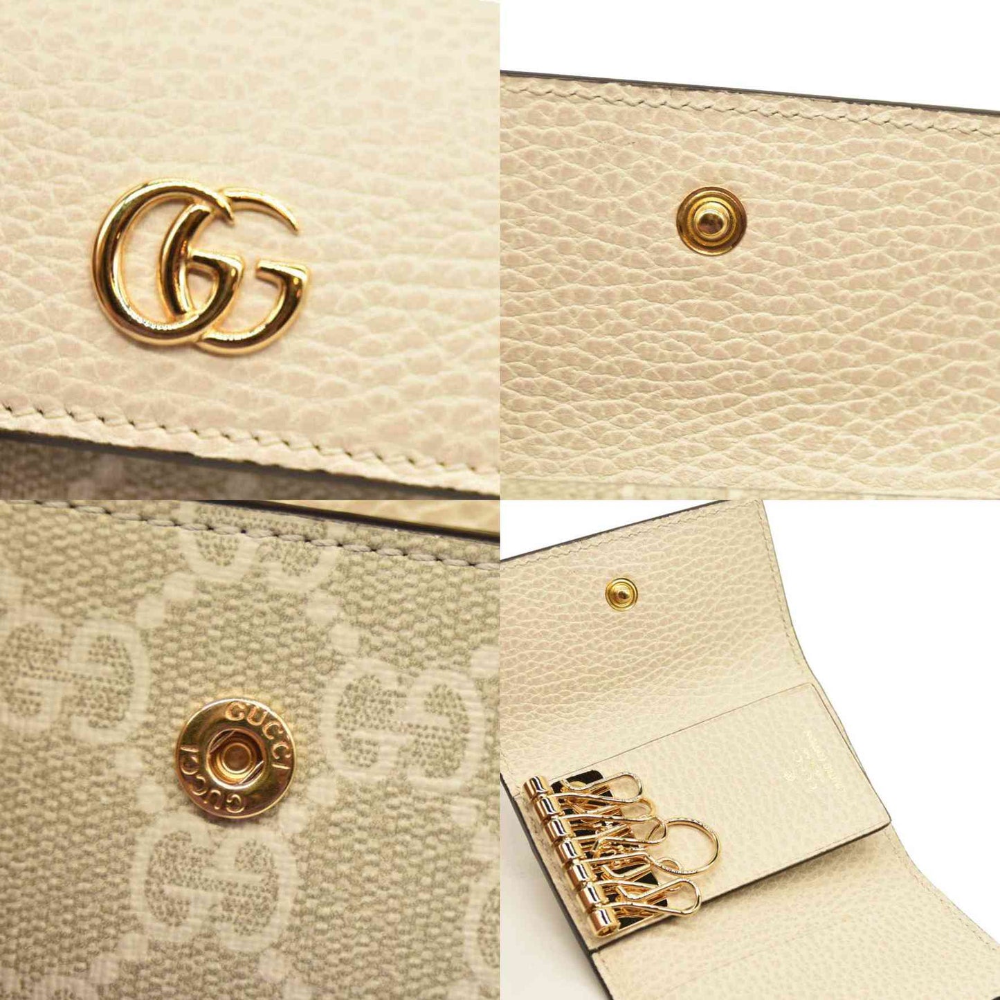 Gucci Key Case GG Marmont Supreme PVC Leather White