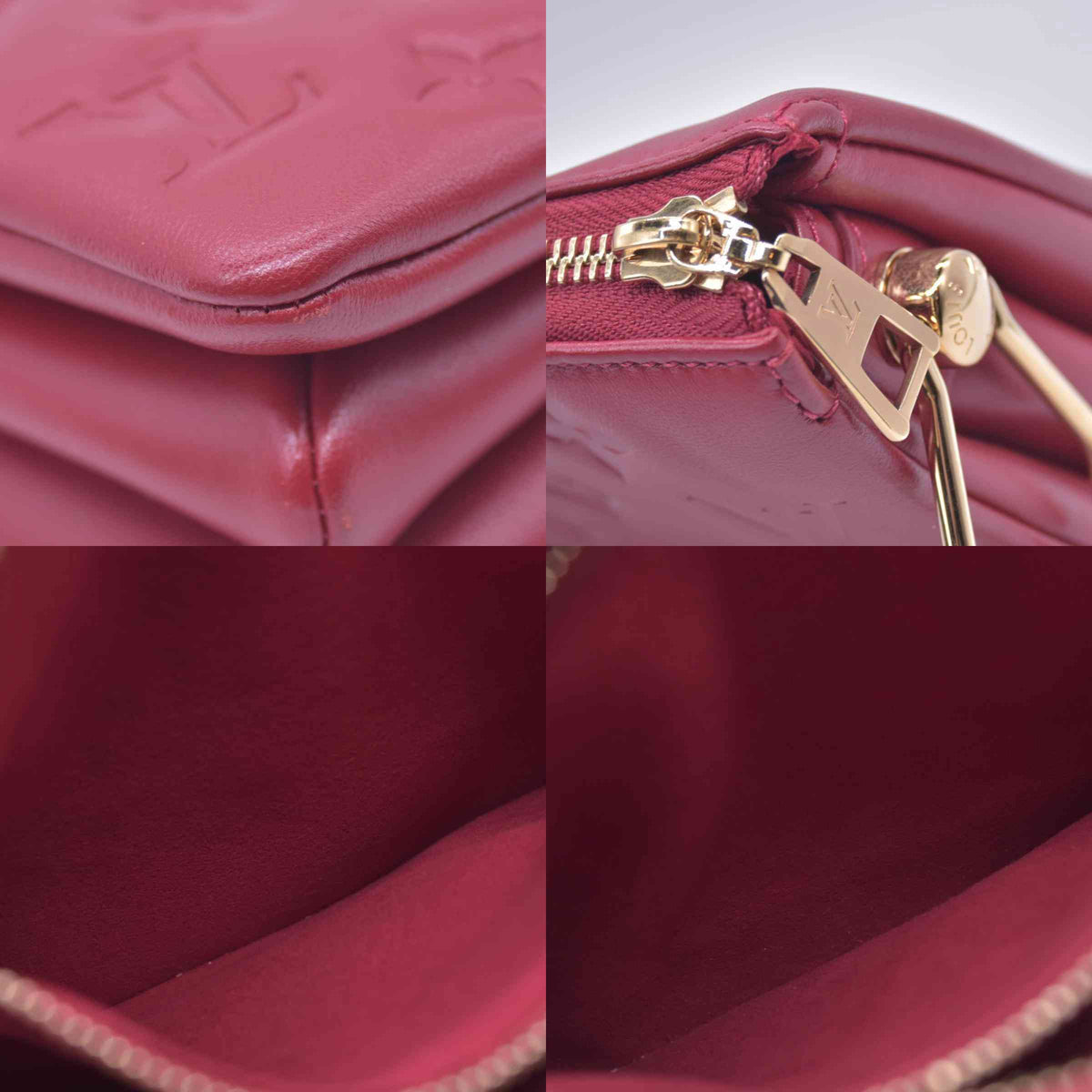 $3900 LOUIS VUITTON Monogram Empreinte Coussin PM Rubis Red RFID 10021360
