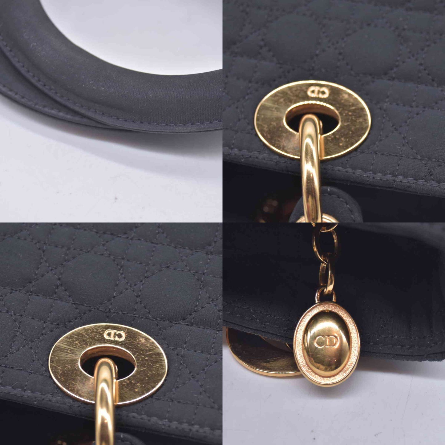 $4900 Christian Dior Nylon Cannage Large Lady Dior Black CONSIGNMENT 10020765