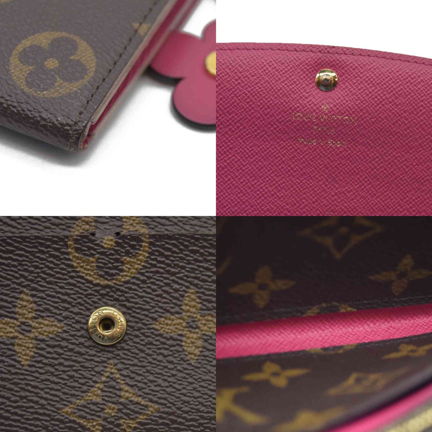 Louis Vuitton Monogram Bloom Flower Emilie Wallet Fuchsia CA4157