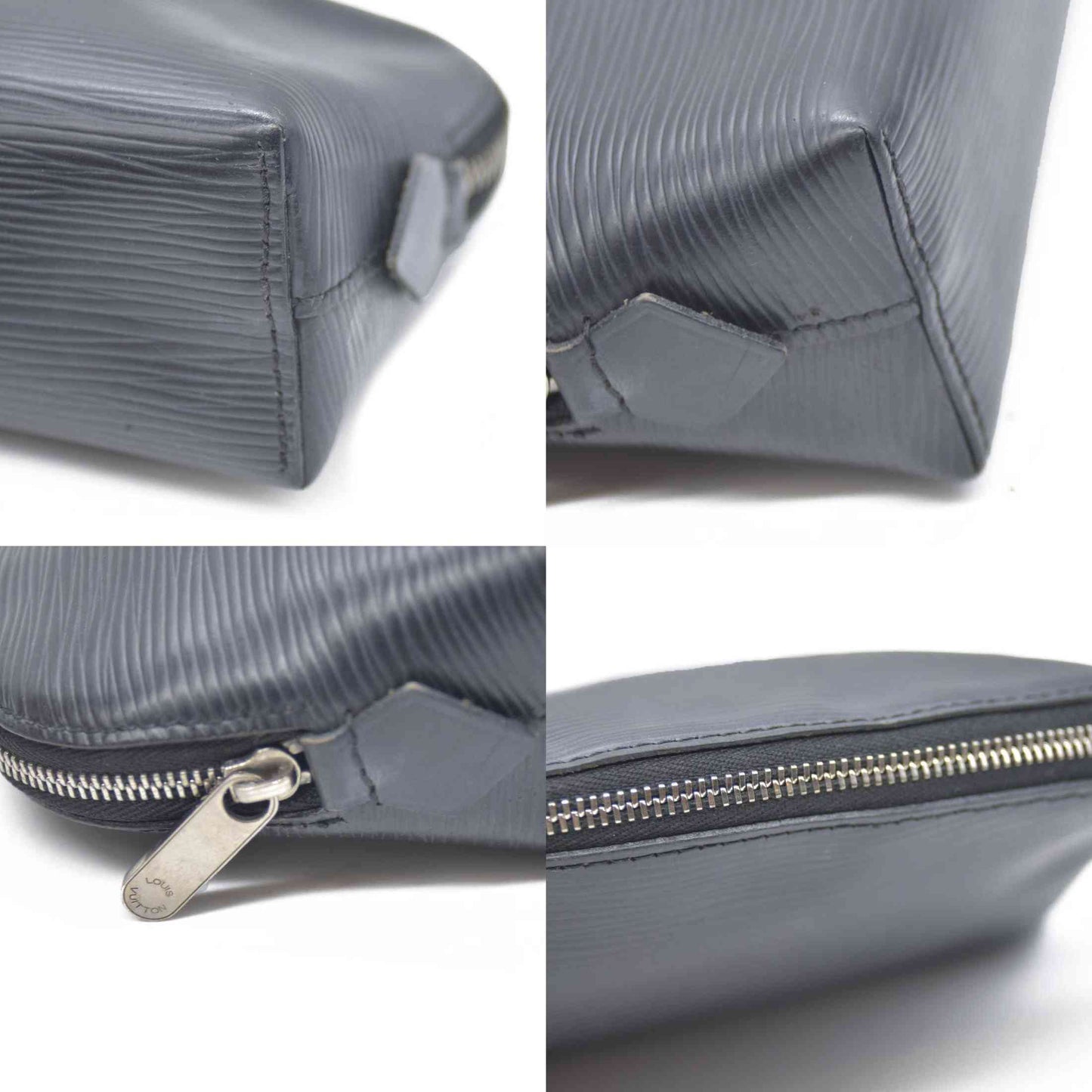 AUCTION $600 Louis Vuitton Epi Pochette Cosmetics Leather Pouch Black