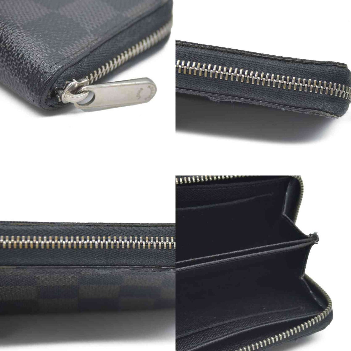 Louis Vuitton Damier Graphite Zippy Zip Coin Purse Wallet Black MI4182