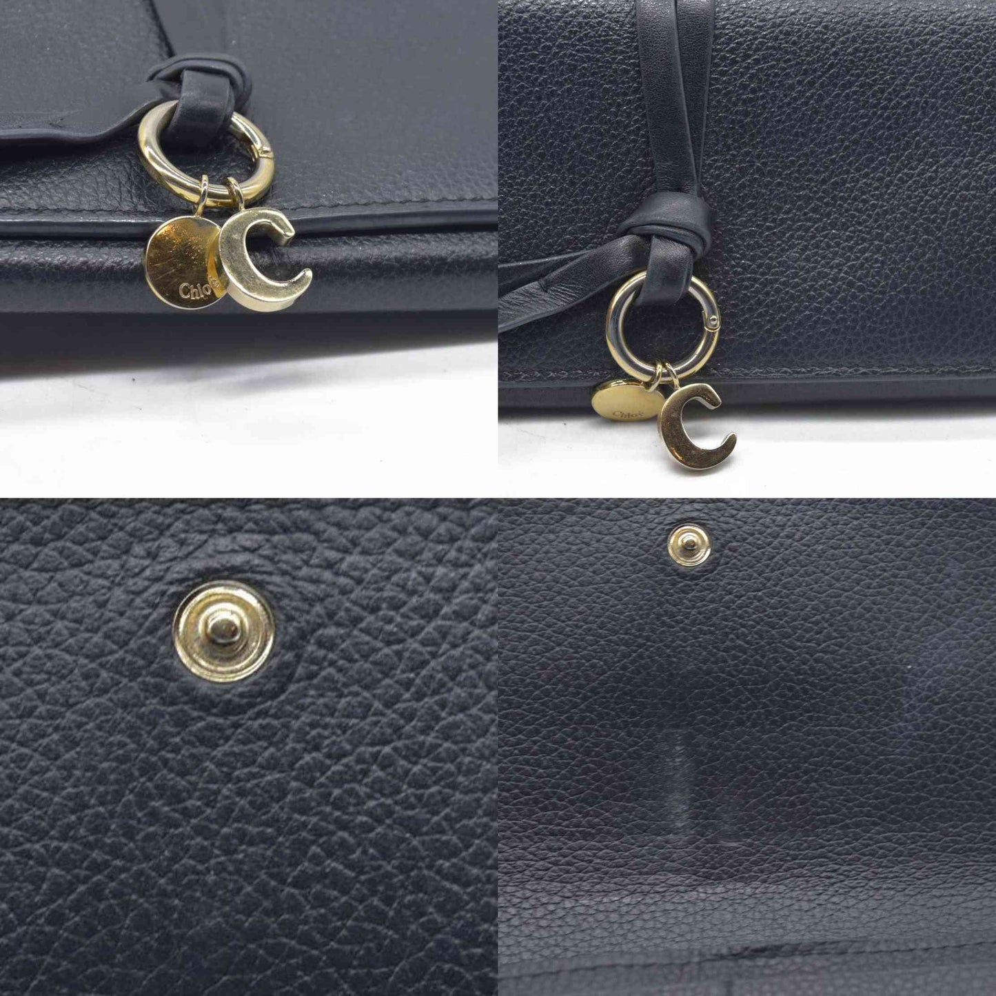 $495 Chloe Alphabet Leather Bifold Long Wallet