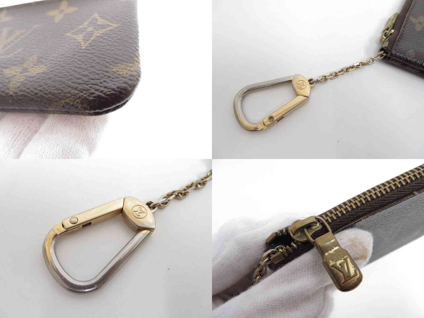LOUIS VUITTON $345 Monogram Coin Purse Key Pochette Cles #44928
