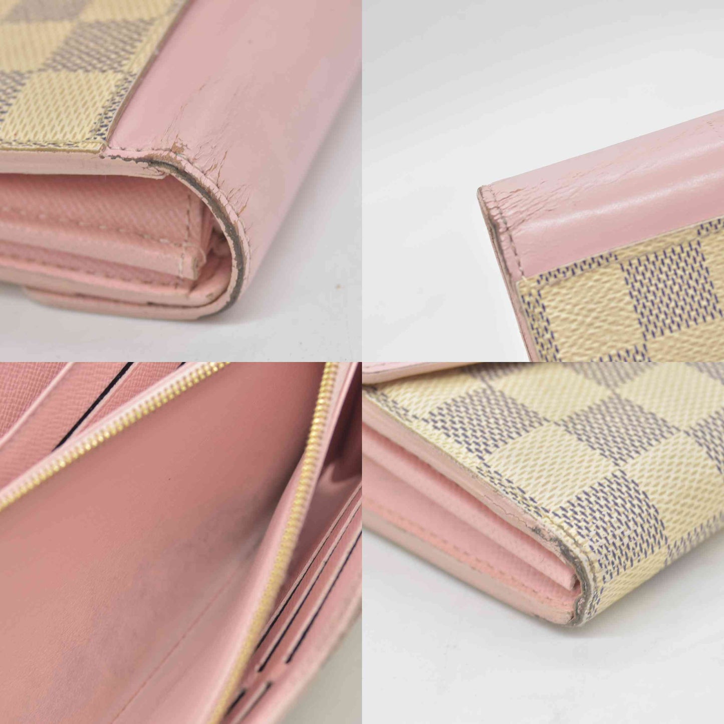 $725 Louis Vuitton Damier Azur Portefeiulle Sarah Long Bifold Wallet MI0169
