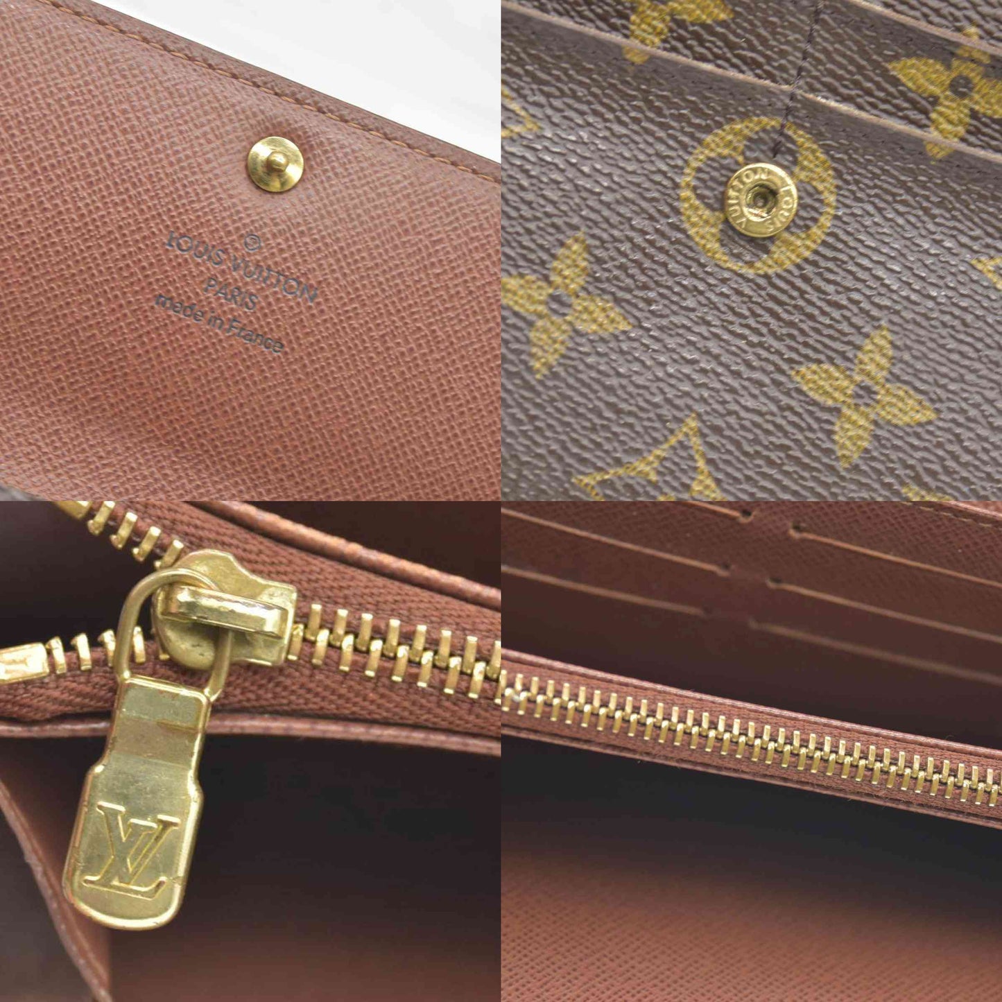 $775 Louis Vuitton Monogram Portefeiulle Sarah Long Bifold Wallet Brown CONSIGNMENT