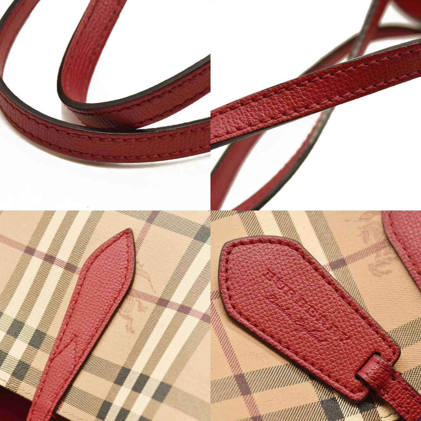 Burberry  Haymarket Check Medium Reversible Tote Poppy Red