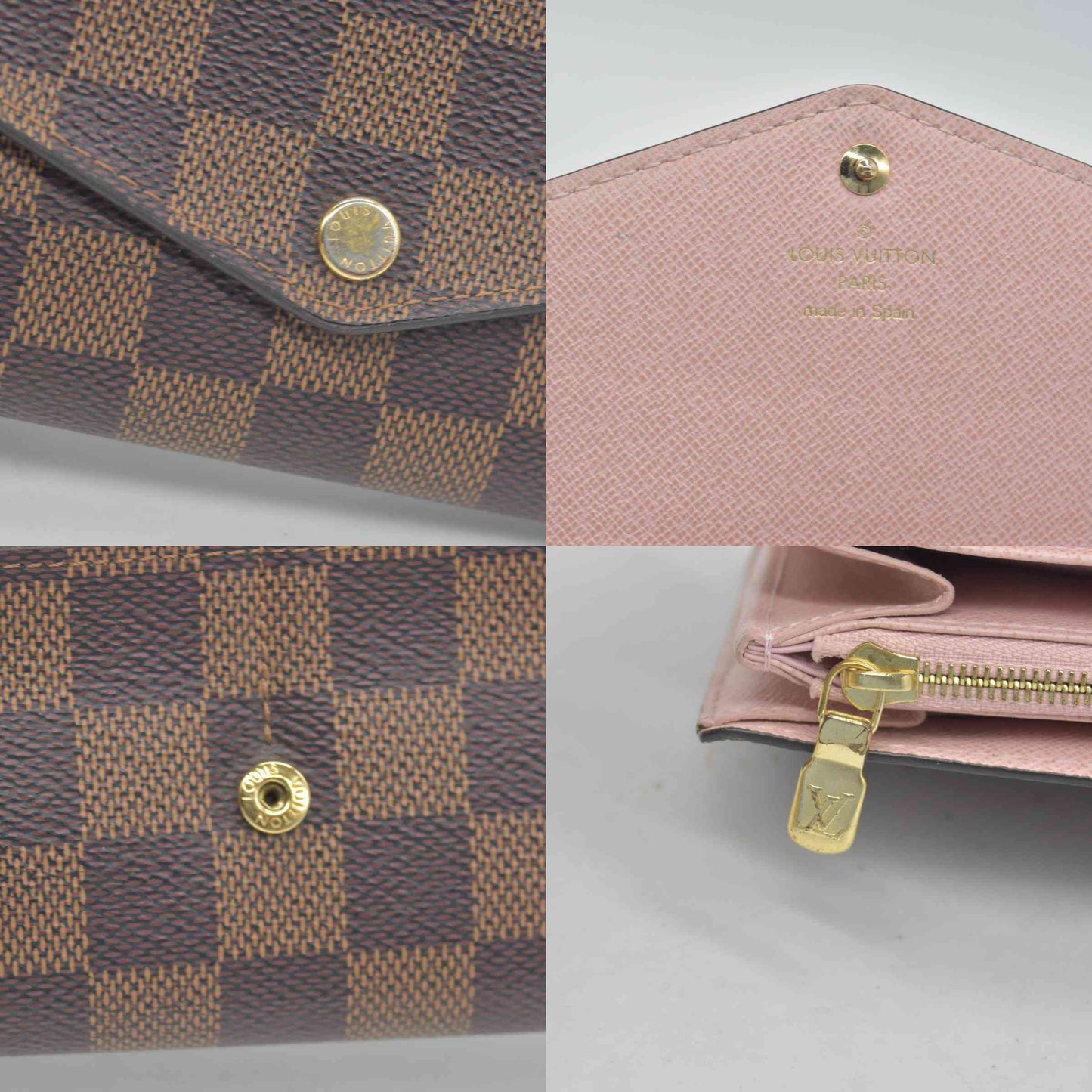 $775 2019 Louis Vuitton Damier Portefeuille Sarah Rose Ballerine Long Wallet CA4129