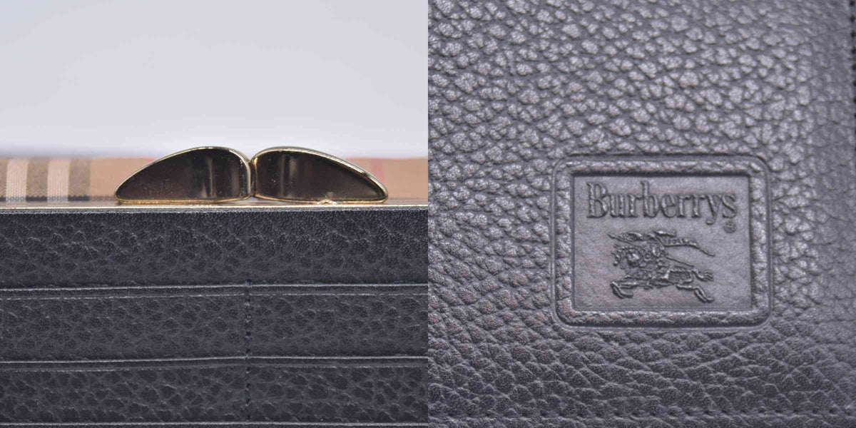$720 2005 Burberry Unisex Nova Black Leather Bifold Credit Card Long Wallet CONSIGNMENT 10020938
