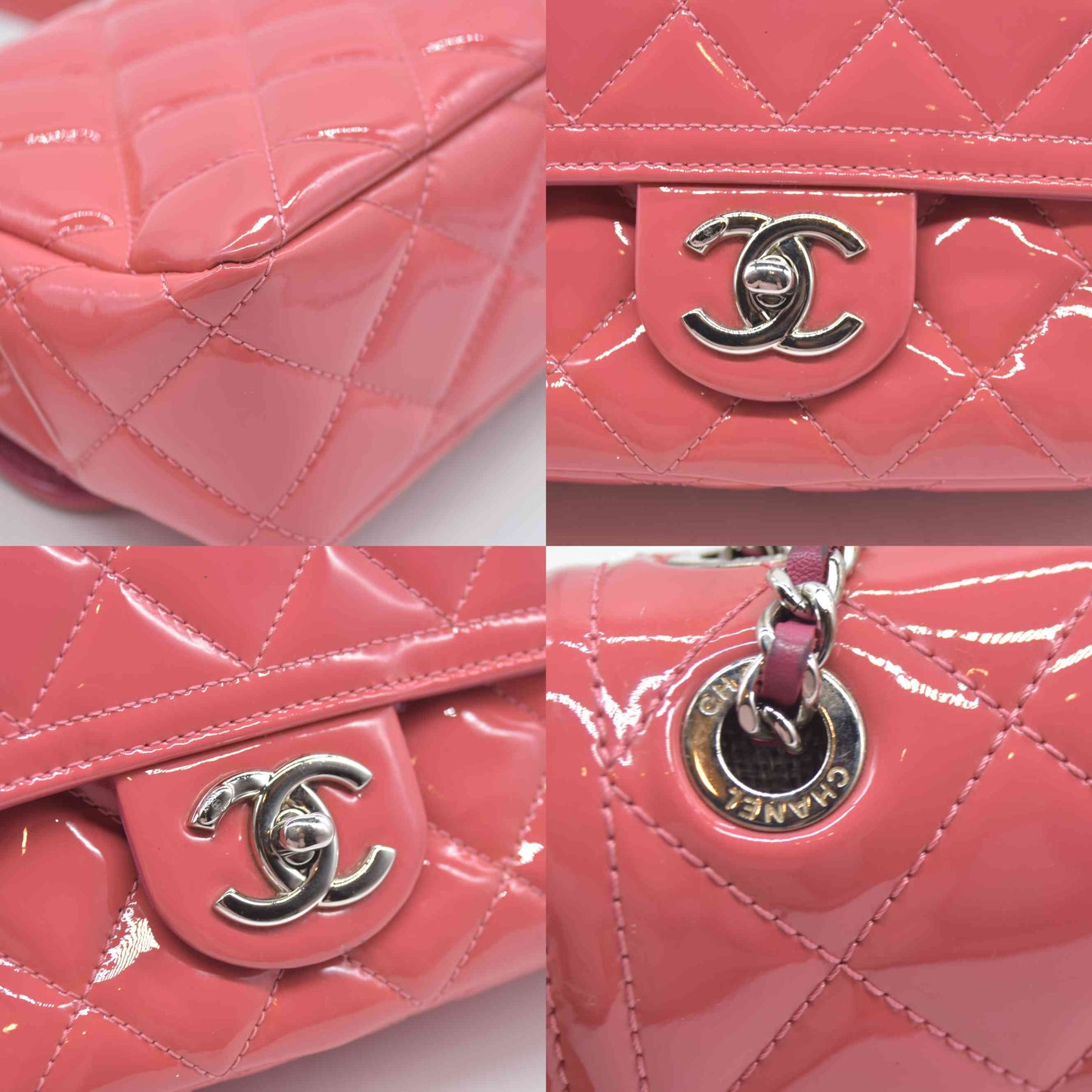$4500 Chanel  Patent Quilted Large Coco Shine Flap Pink Single Flap