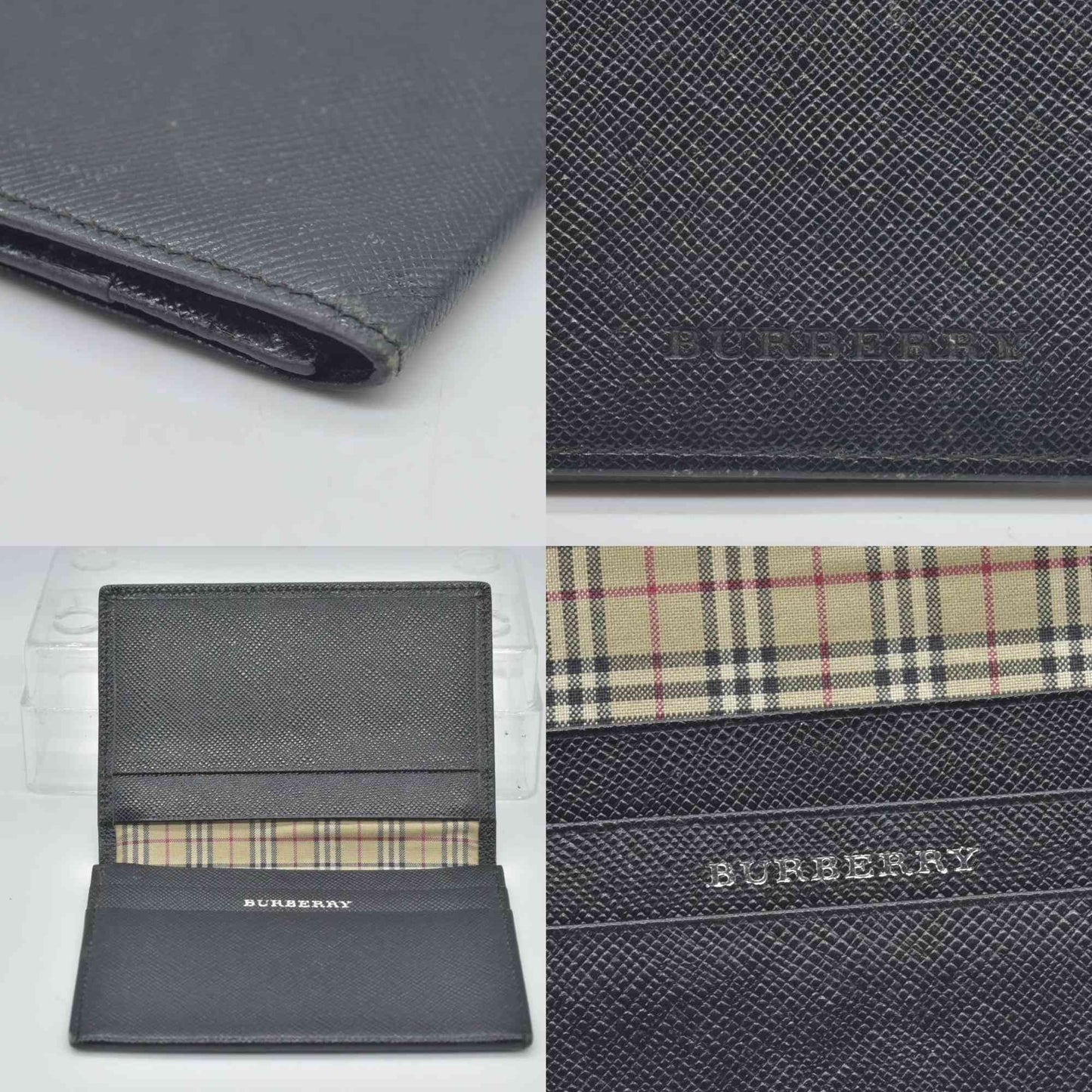 $415 Burberry Bi-Fold Wallet in Black Leather CONSIGNMENT