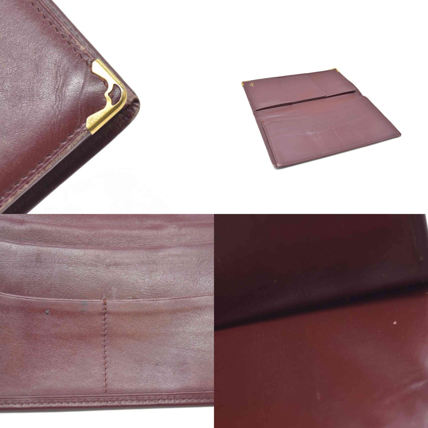 Must de Cartier Leather Long Bifold Wallet Bordeaux