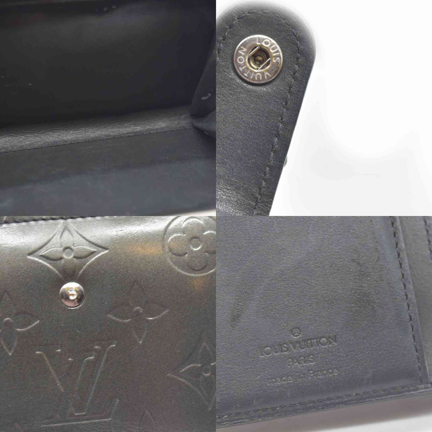 $935 LOUIS VUITTON Monogram Metallic Vernis Kisslock French Wallet Silver Grey MI1023
