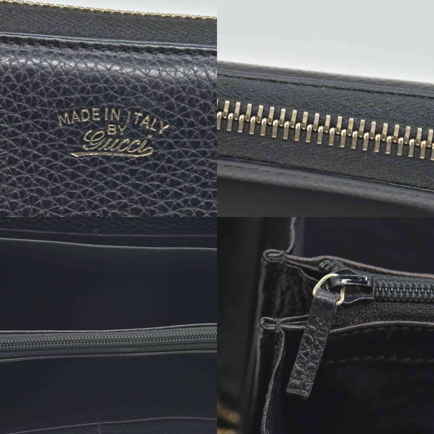 $880 Gucci Gucci Black Leather Bamboo Tassel Zip Around Wallet CONSIGNMENT