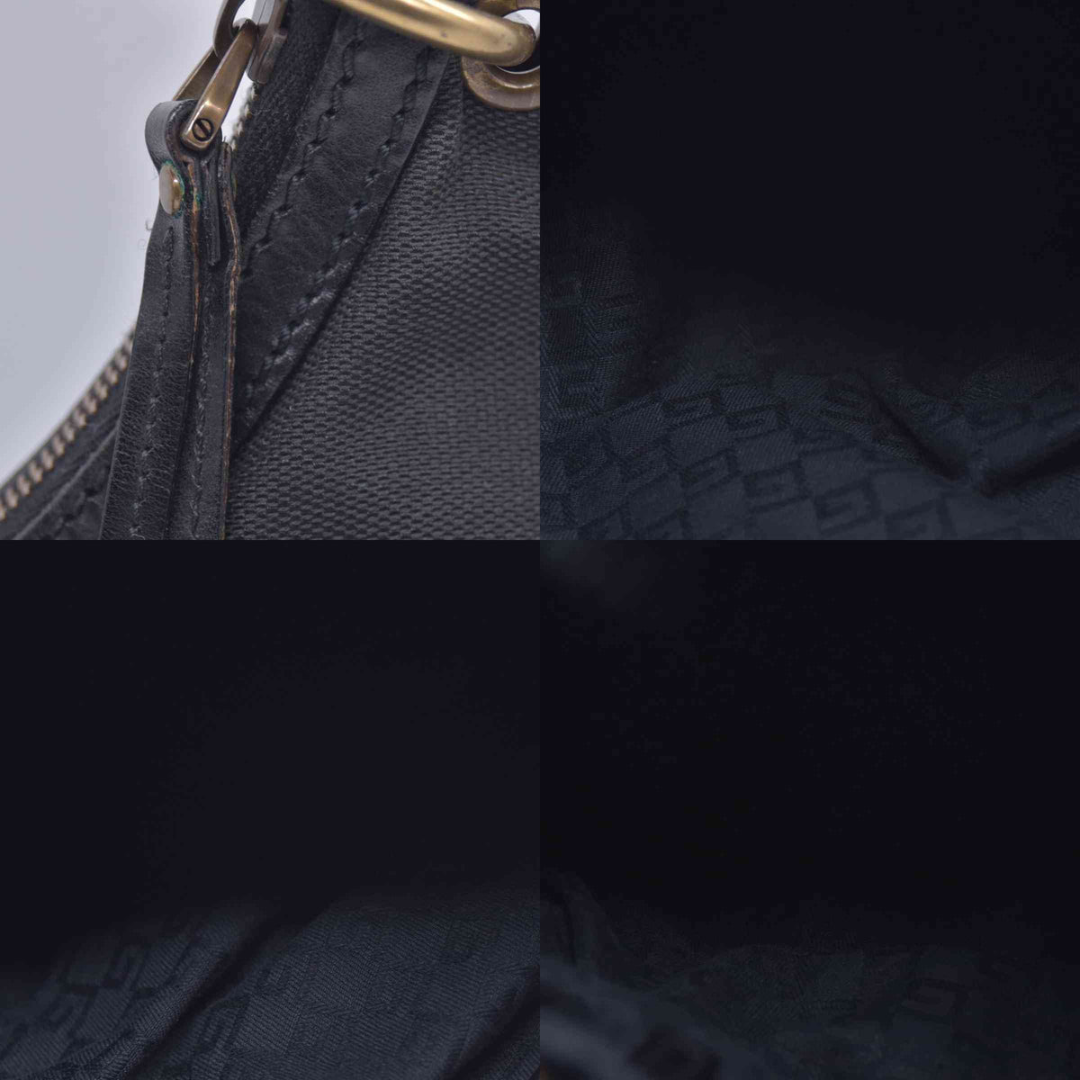 $880 GUCCI Canvas Web Strap Crescent Hobo Bag Black CONSIGNMENT 10021221
