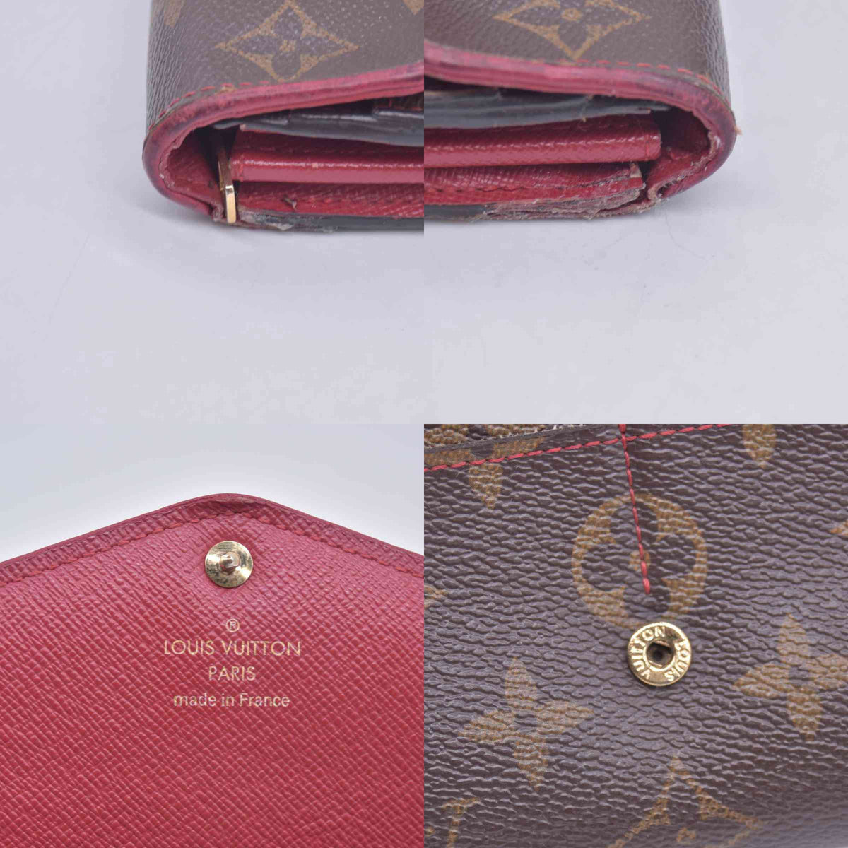 $825 2015 Louis Vuitton Monogram Sarah Retiro Wallet Cherry MI4185 CONSIGNMENT 10020905