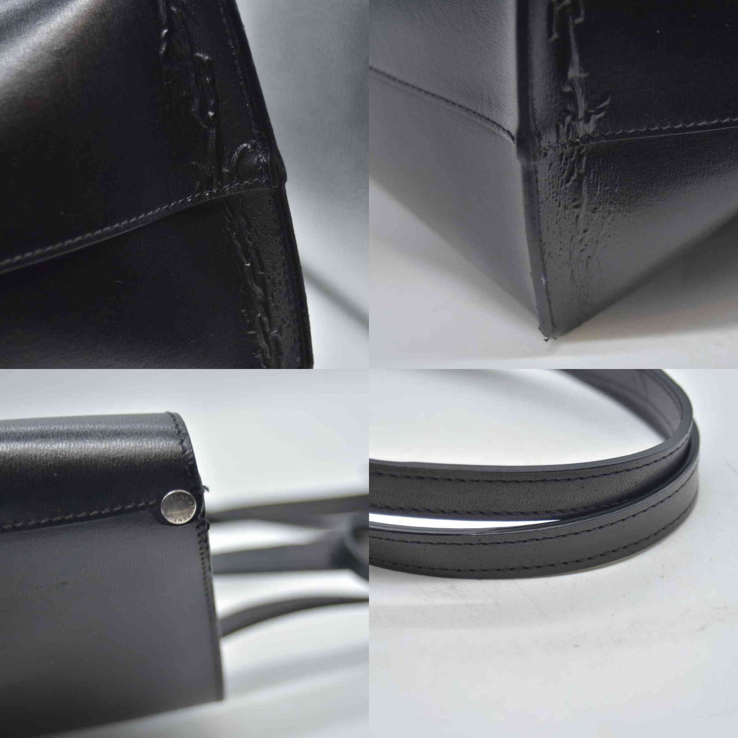 $1600 2018 Saint Laurent Vintage Calfskin Perforated East West Shopping Tote Black