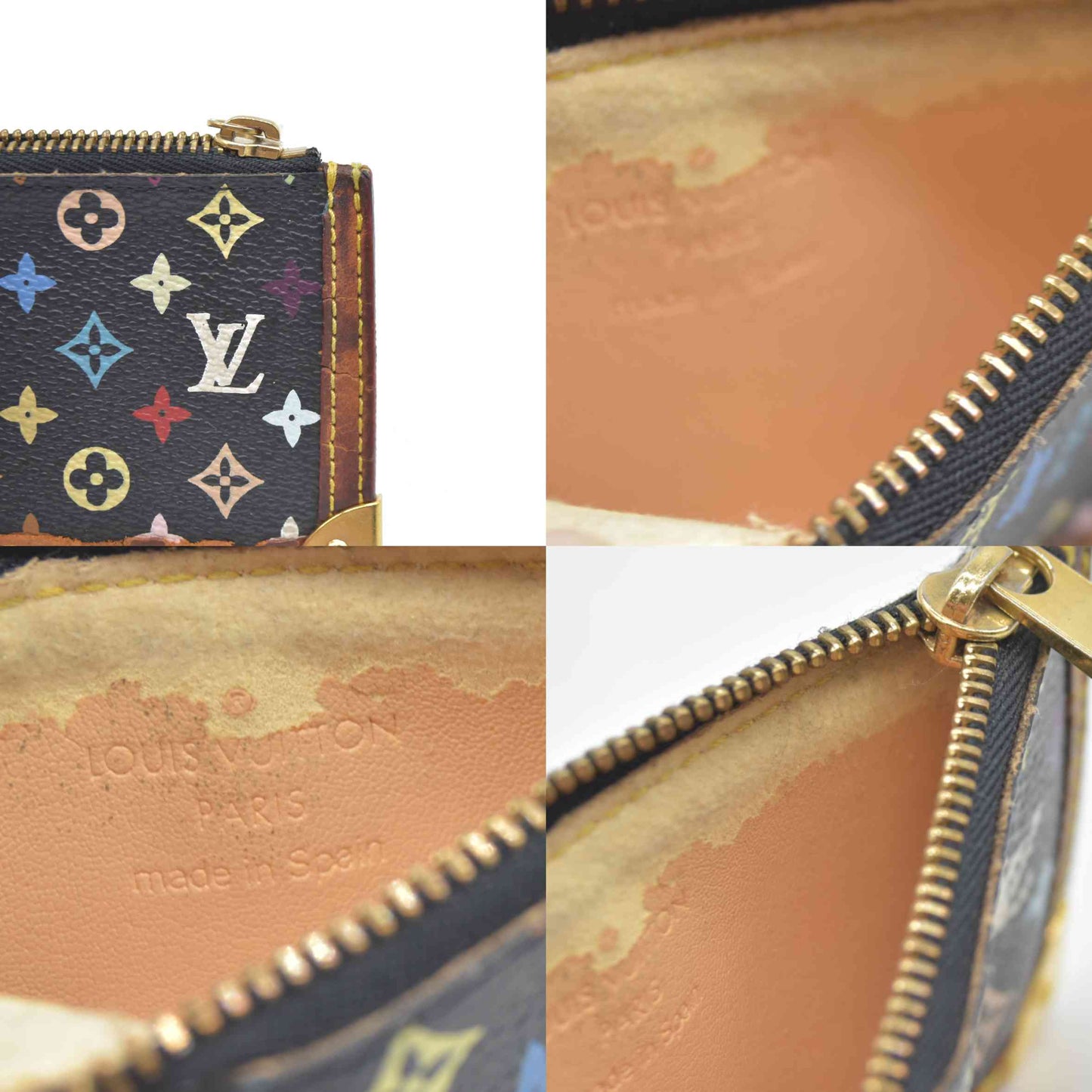 $530 Louis Vuitton Monogram Multicolor Key Pouch Black