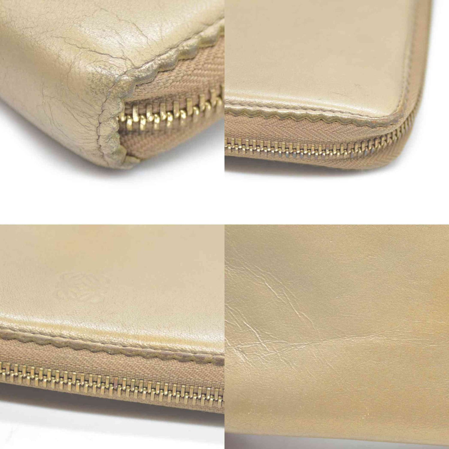 LOEWE Anagram Tassel Leather Zip Around Long Wallet Beige