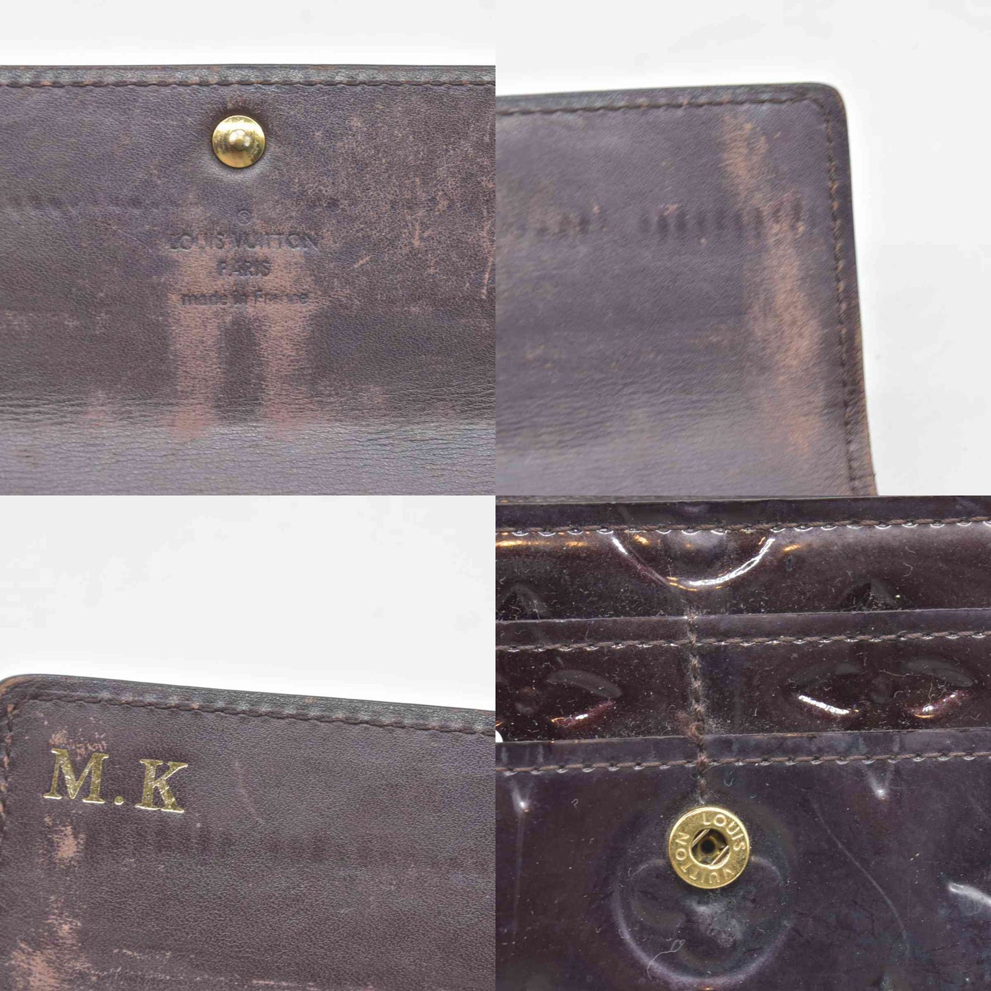 $840 Louis Vuitton Vintage Monogram Vernis Sarah Wallet Burgundy