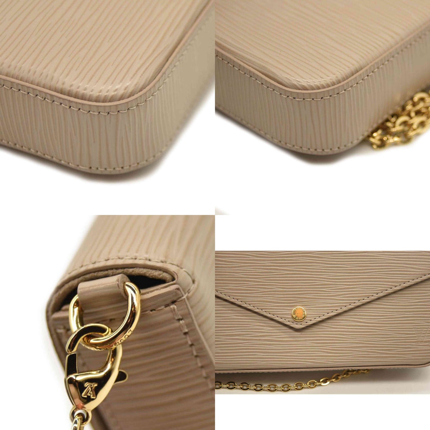 LOUIS VUITTON  Epi Felicie Pochette Chain Wallet Galet RFID