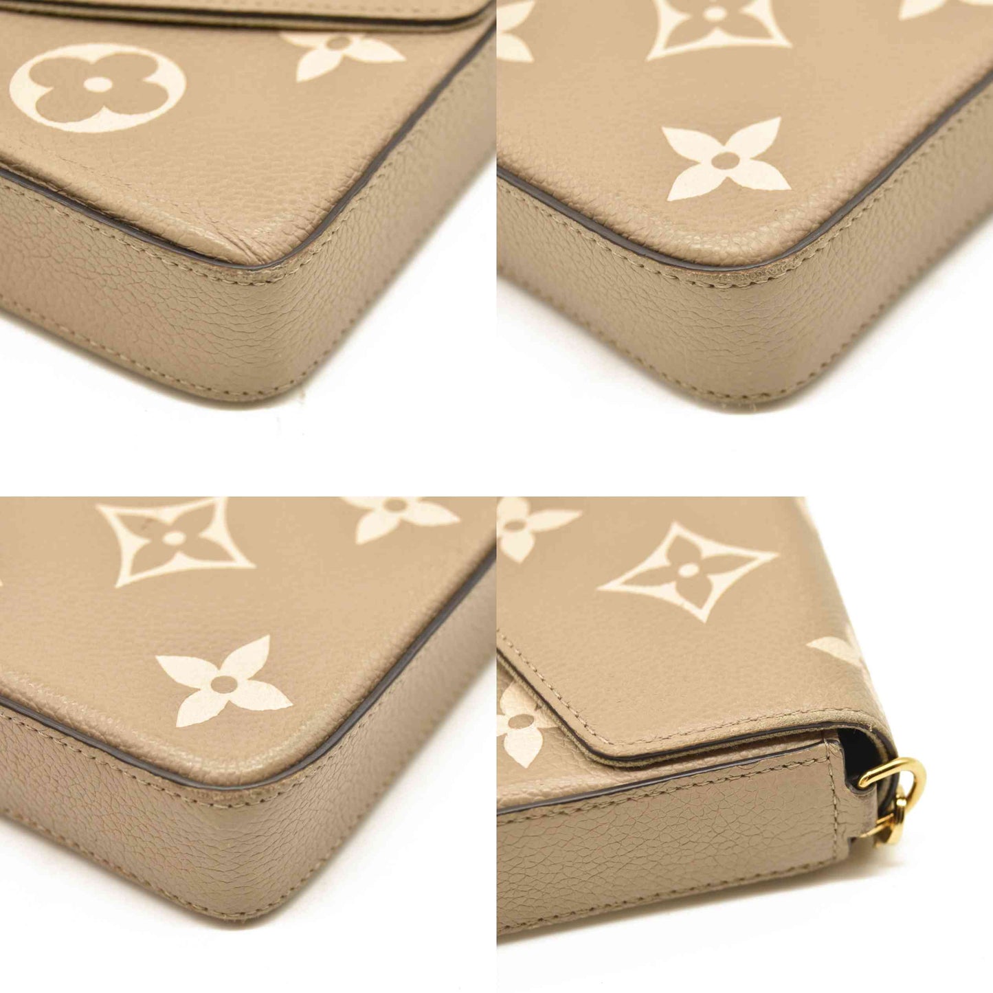 Louis Vuitton  Empreinte Monogram Giant Felicie Pochette Tourterelle Creme FY5200