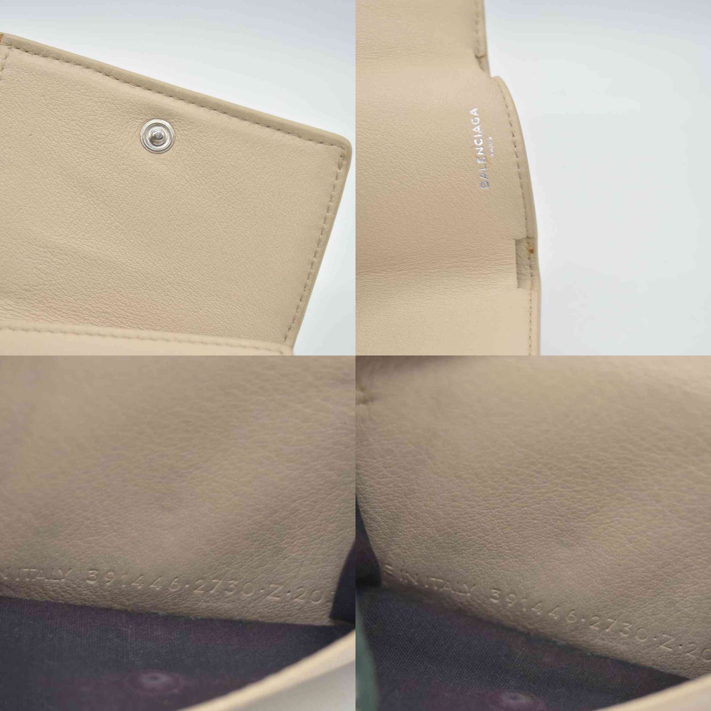 $450 BALENCIAGA Envelope Trifold Compact Wallet Beige CONSIGNMENT