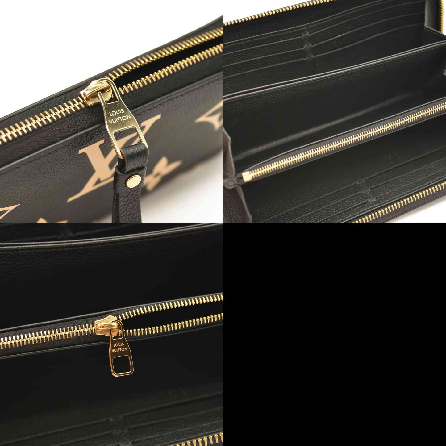 LOUIS VUITTON Empreinte Monogram Giant Zippy Wallet Black Beige