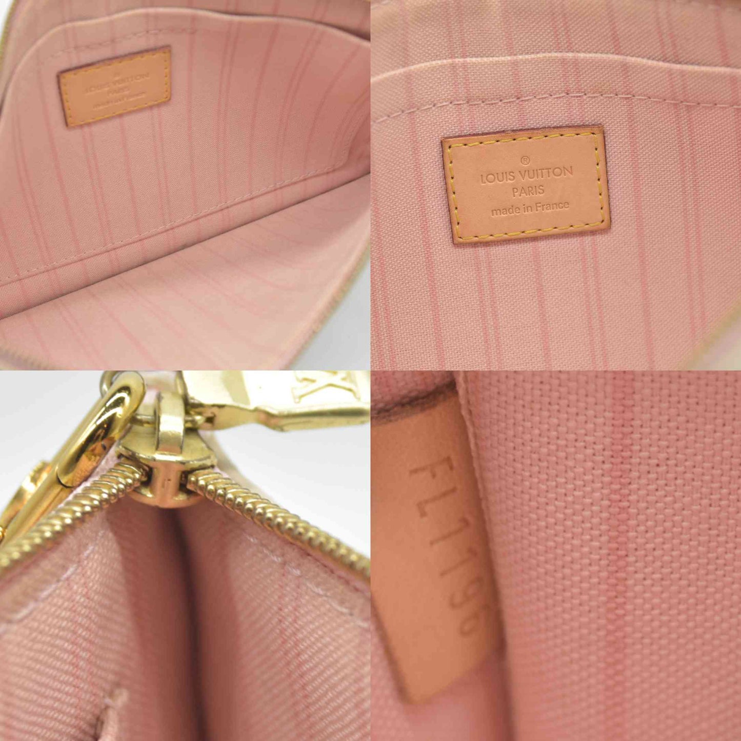 AUCTION $800 Louis Vuitton  Damier Azur Neverfull MM GM Pochette Rose Ballerine