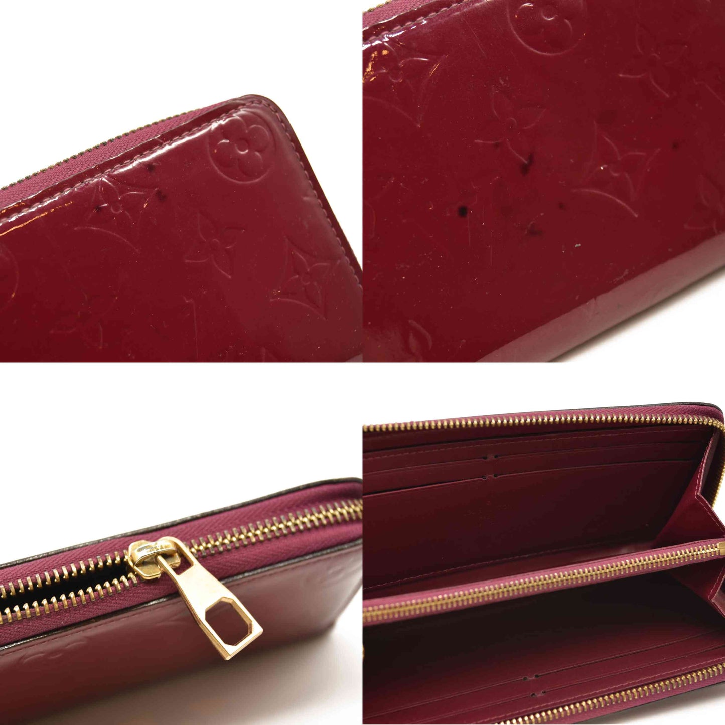 Louis Vuitton  Monogram Vernis Portefeiulle  Clemence Wallet Red UB1167