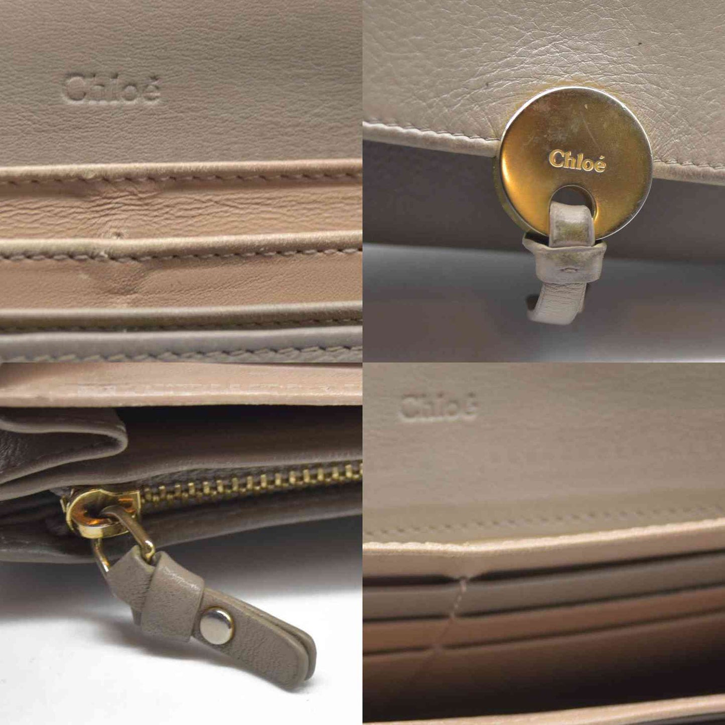 AUCTION $550 Chloe Indy Leather Long Bifold Wallet Purse Gray