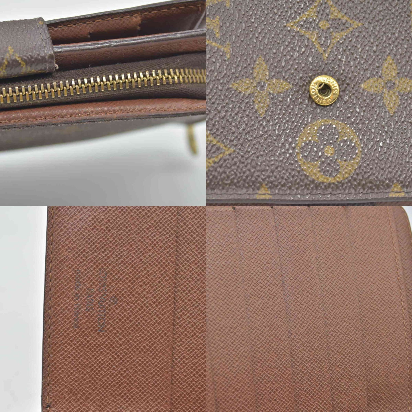 $750 Louis Vuitton Monogram Porte Papier Zippe Bifold Wallet Brown