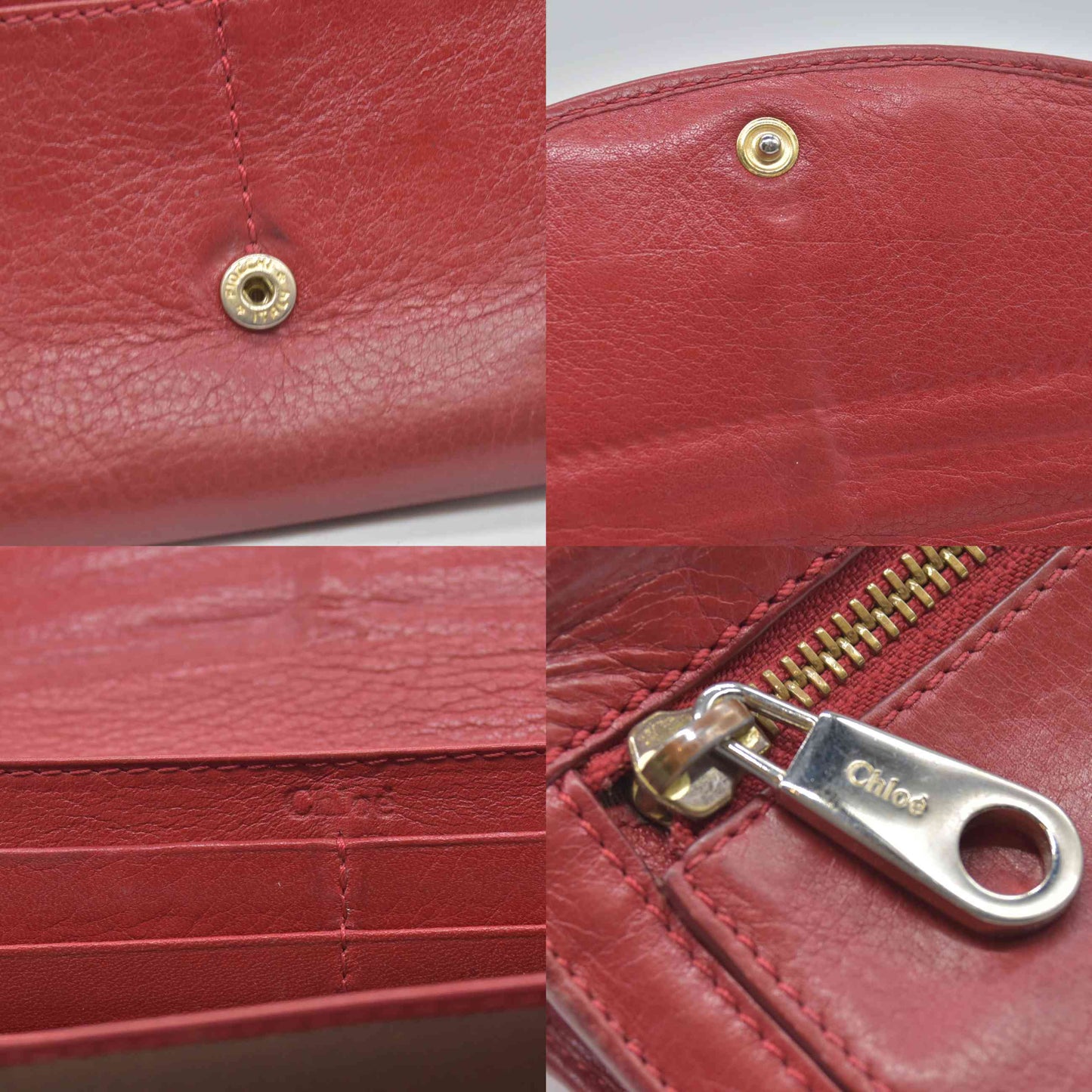 $498 2015 Chloe Lily Leather Long Bifold Wallet Purse Red