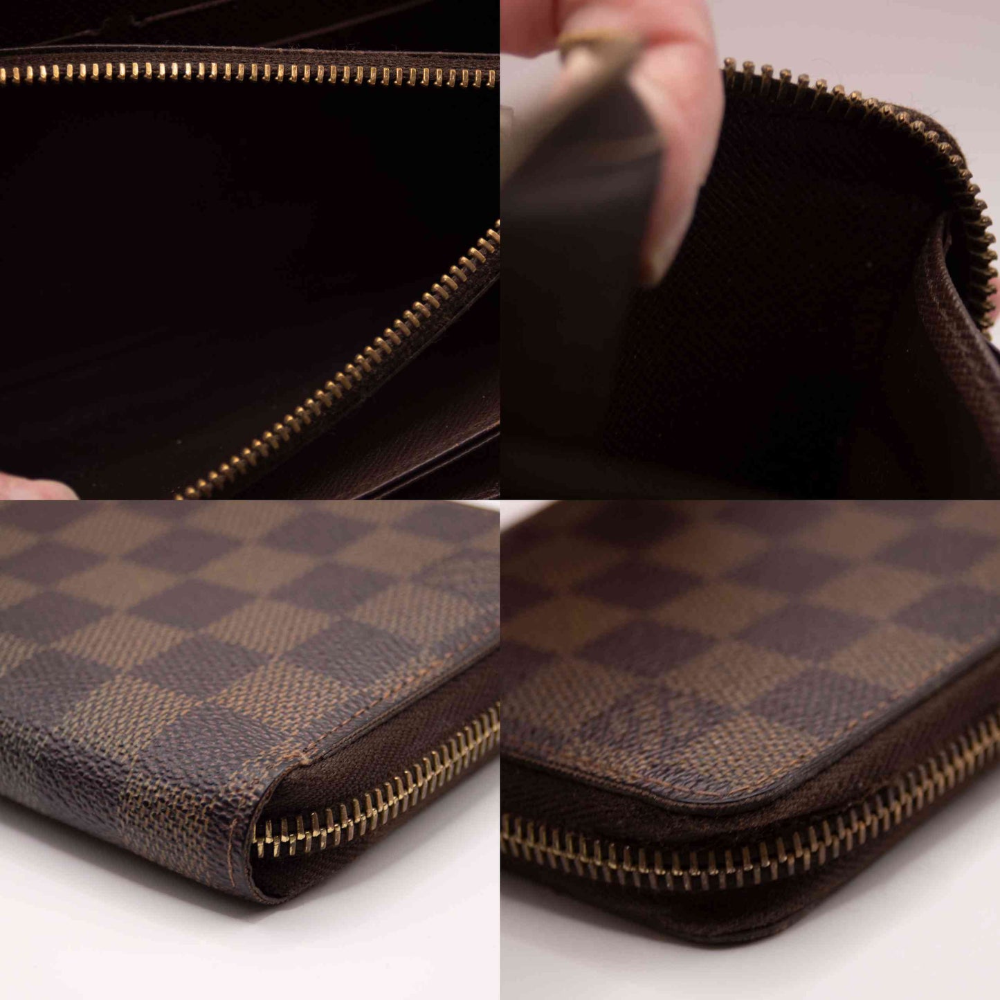 $960 2008 Louis Vuitton Damier Zippy Zip Around Long Wallet Purse Brown CA5018 CA0518