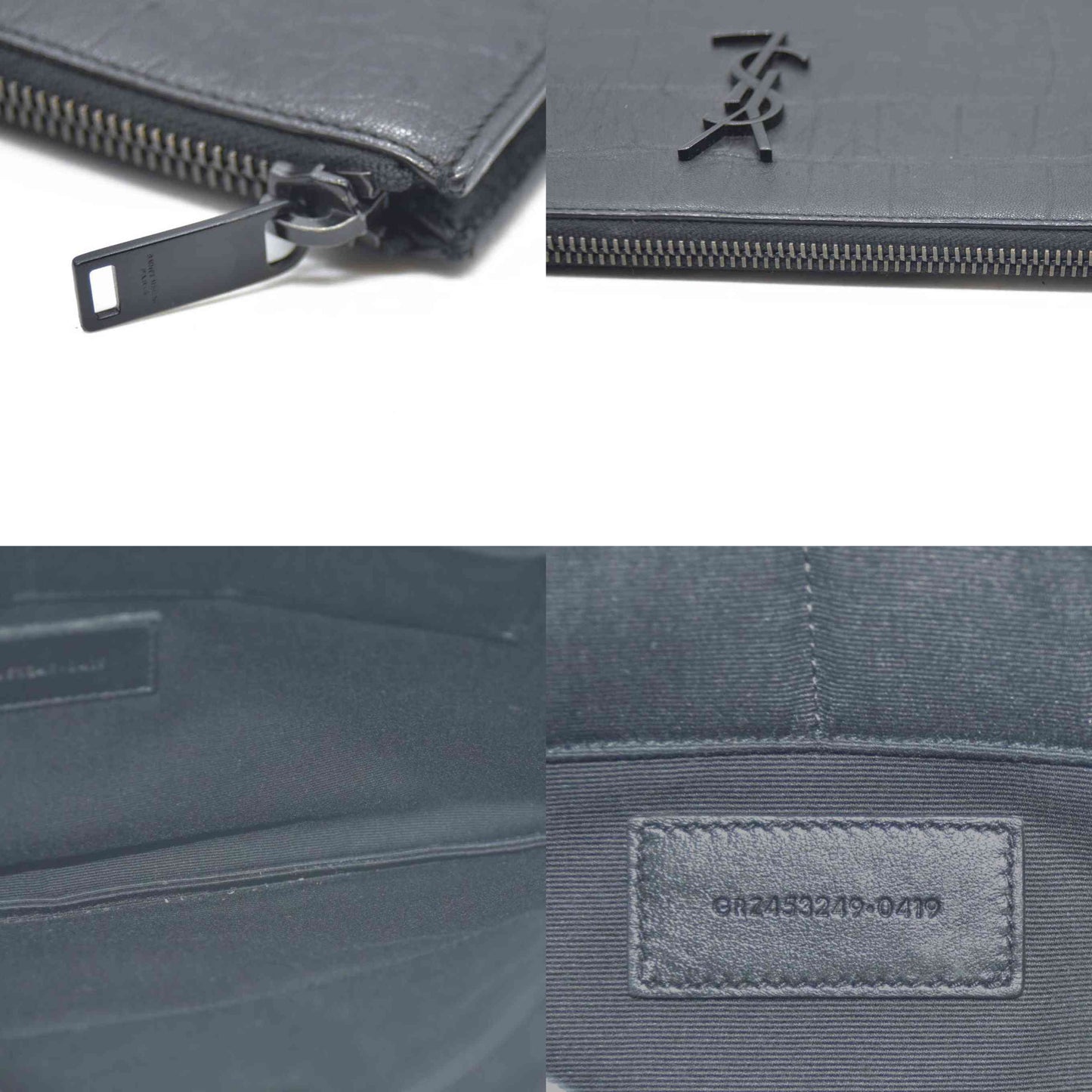 Saint Laurent Cassandra Leather Clutch Bag Black