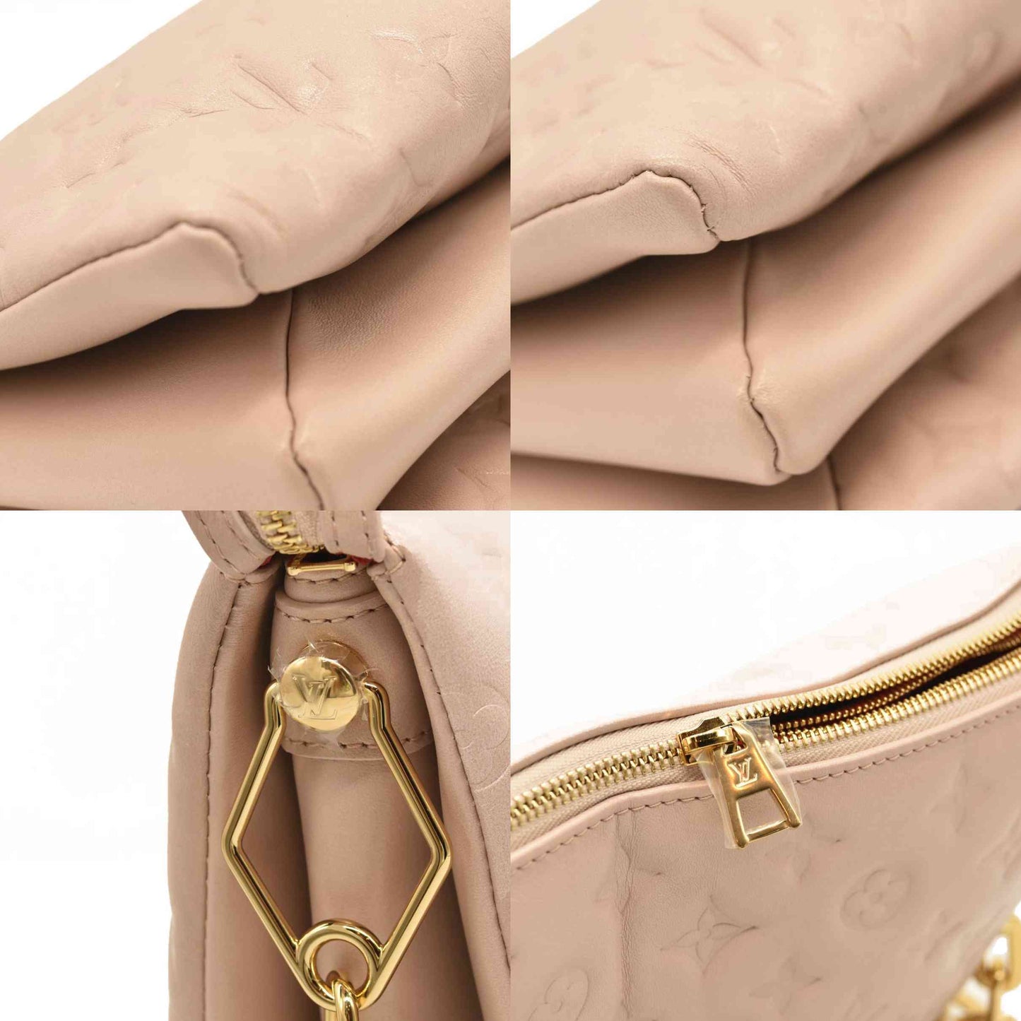 LOUIS VUITTON Lambskin Embossed Monogram Fall In Love Coussin PM Dragée Light Pink RFID