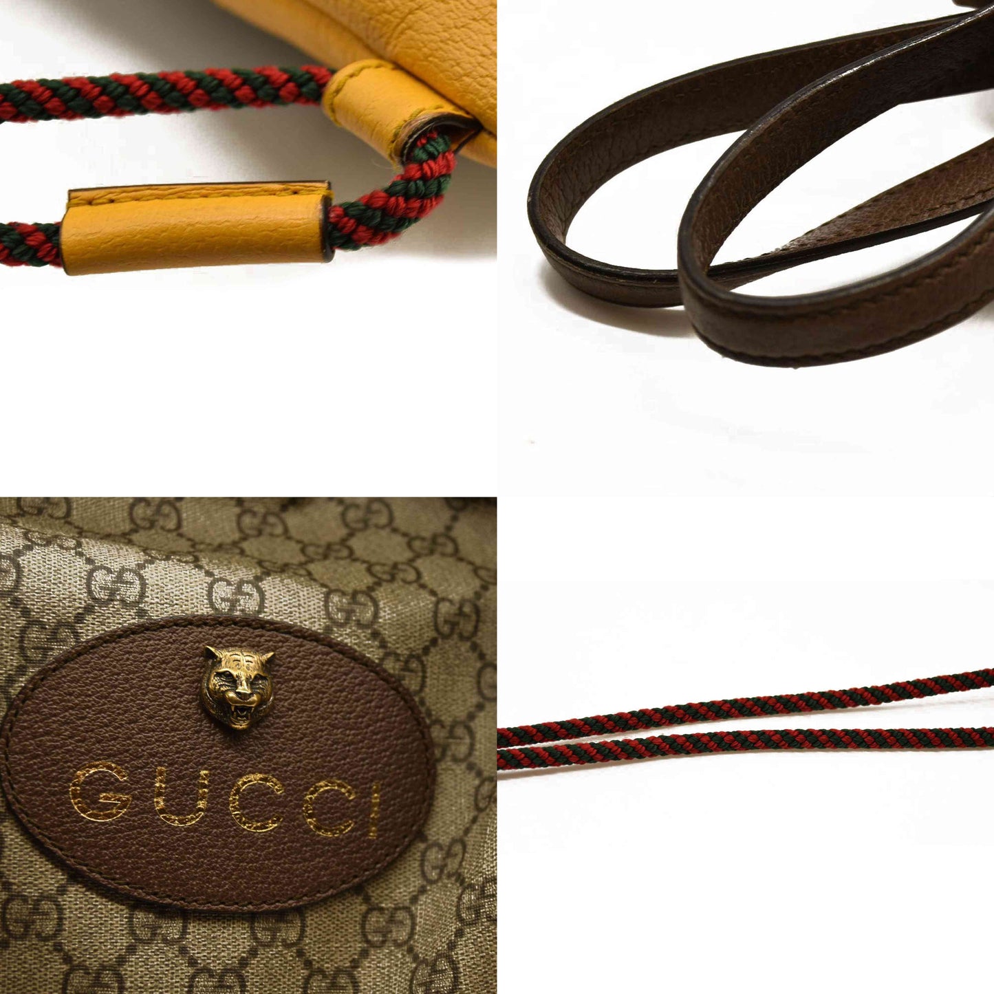 Gucci  GG Supreme Monogram Neo Vintage Drawstring Backpack Beige New Acero Crop