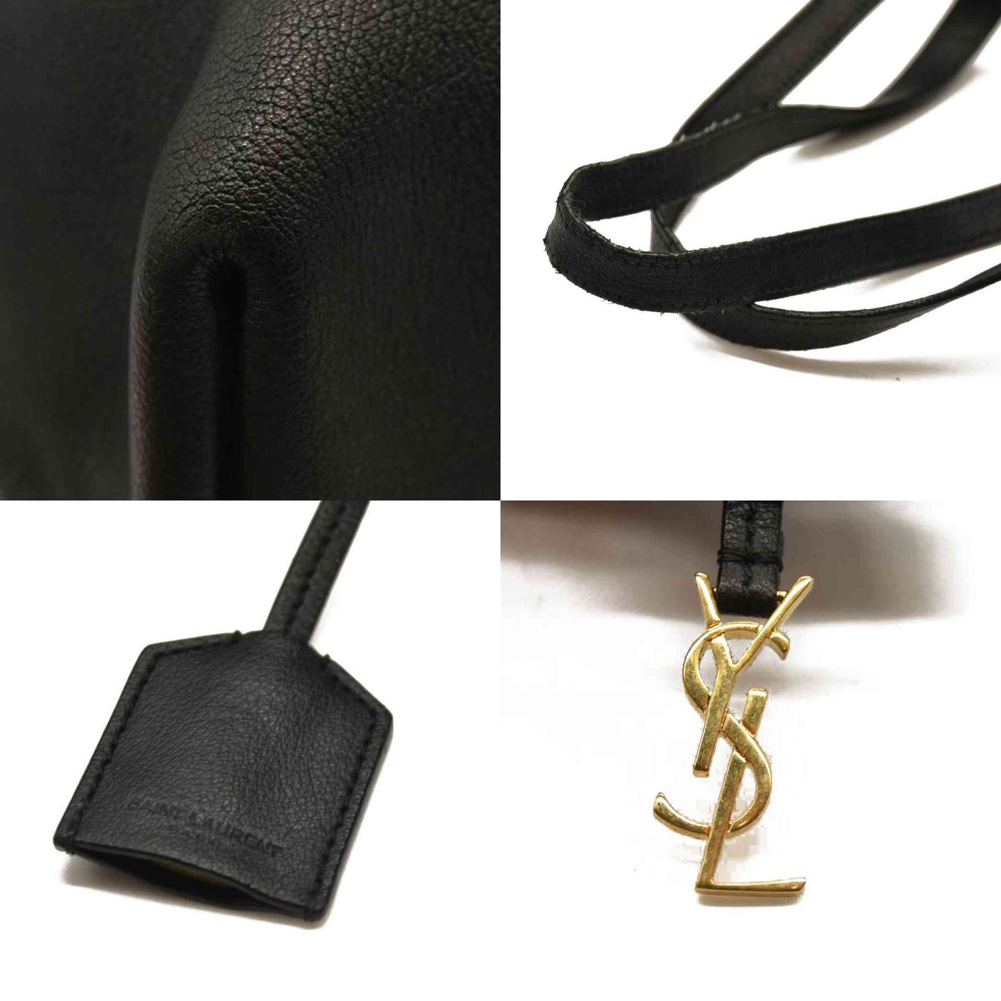 Saint Laurent  Calfskin Large Shopping Tote Dark Grey