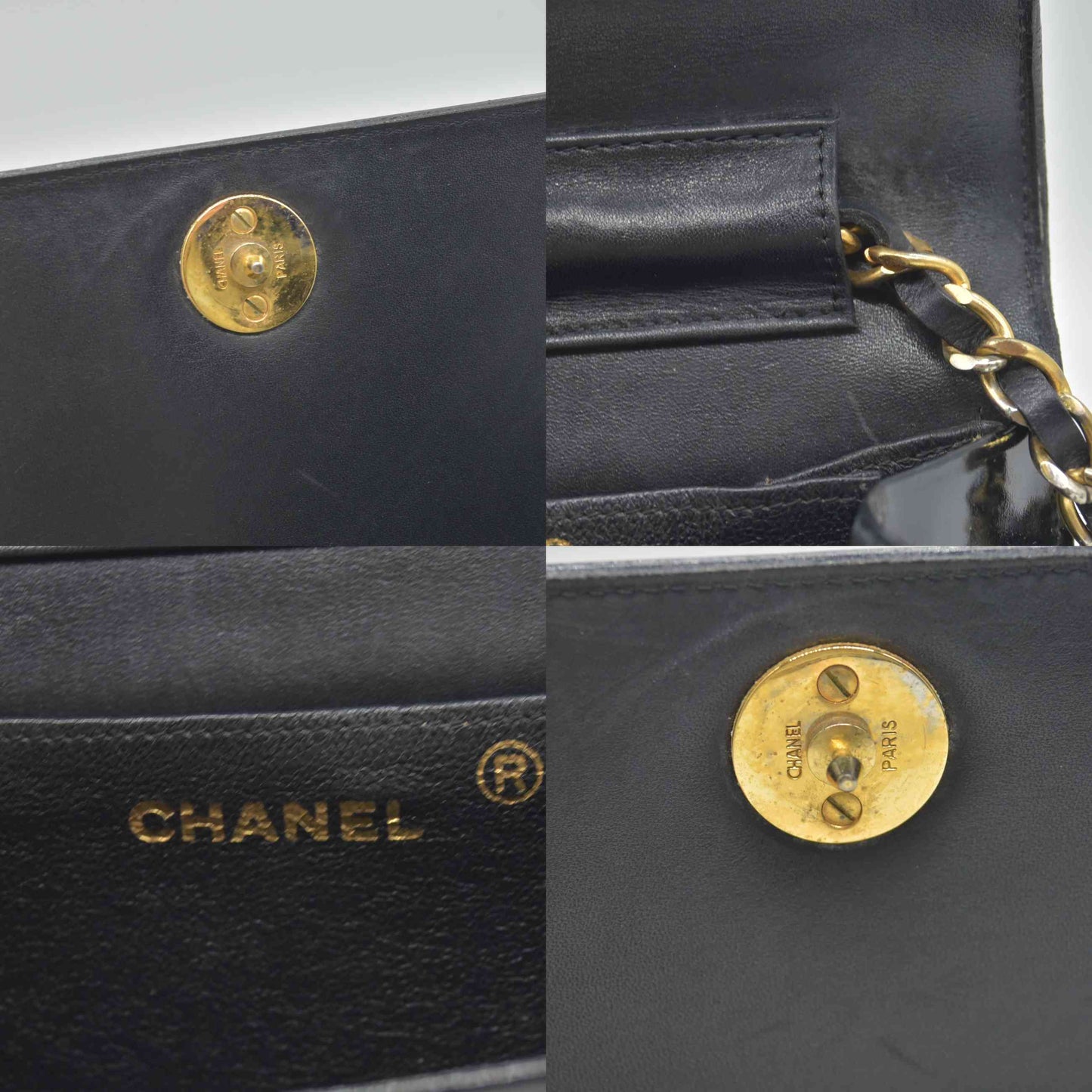 $3250 1986 Chanel Black Patent Leather Vintage Flap Bag CC