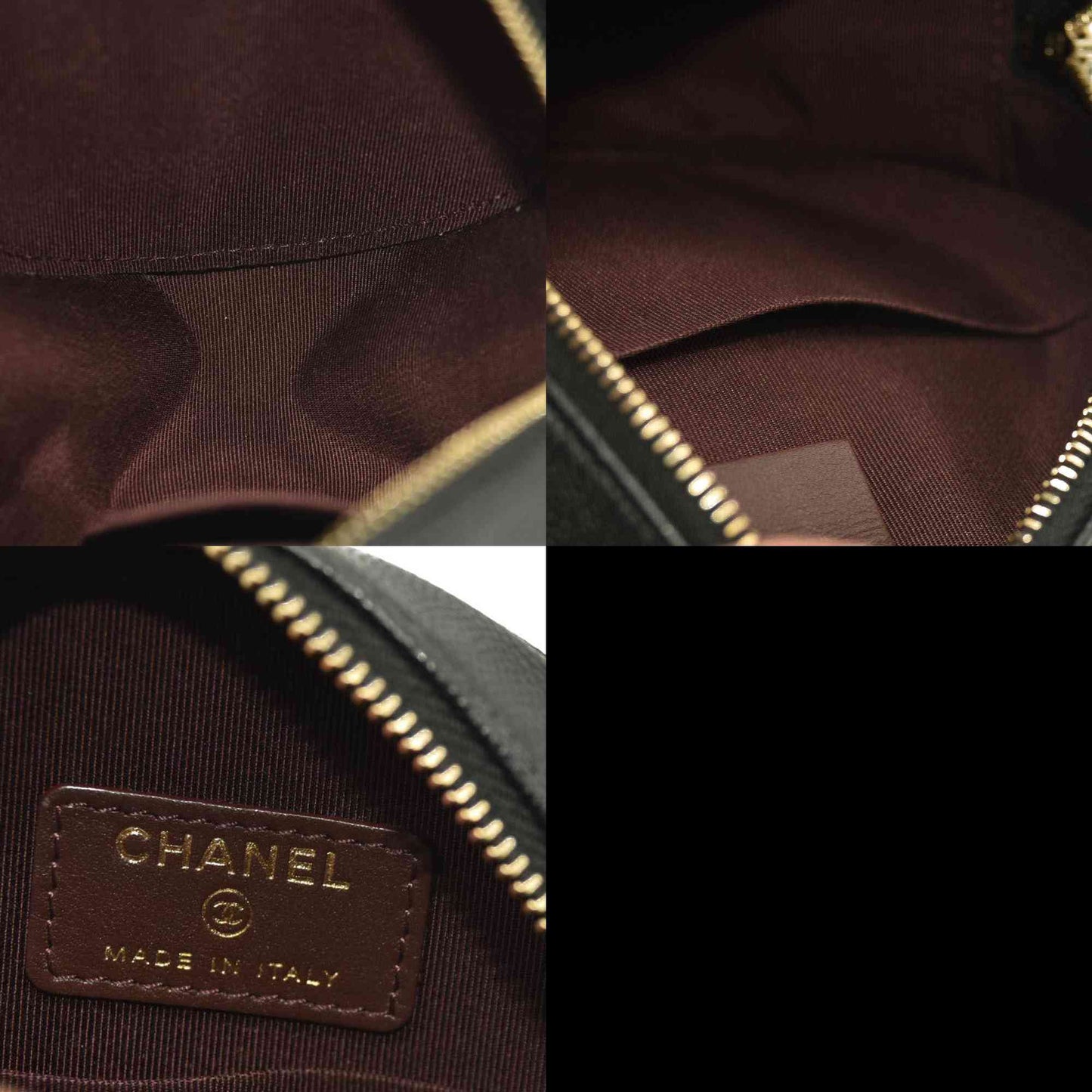 Chanel  Caviar Quilted Round Clutch With Chain Black 30*