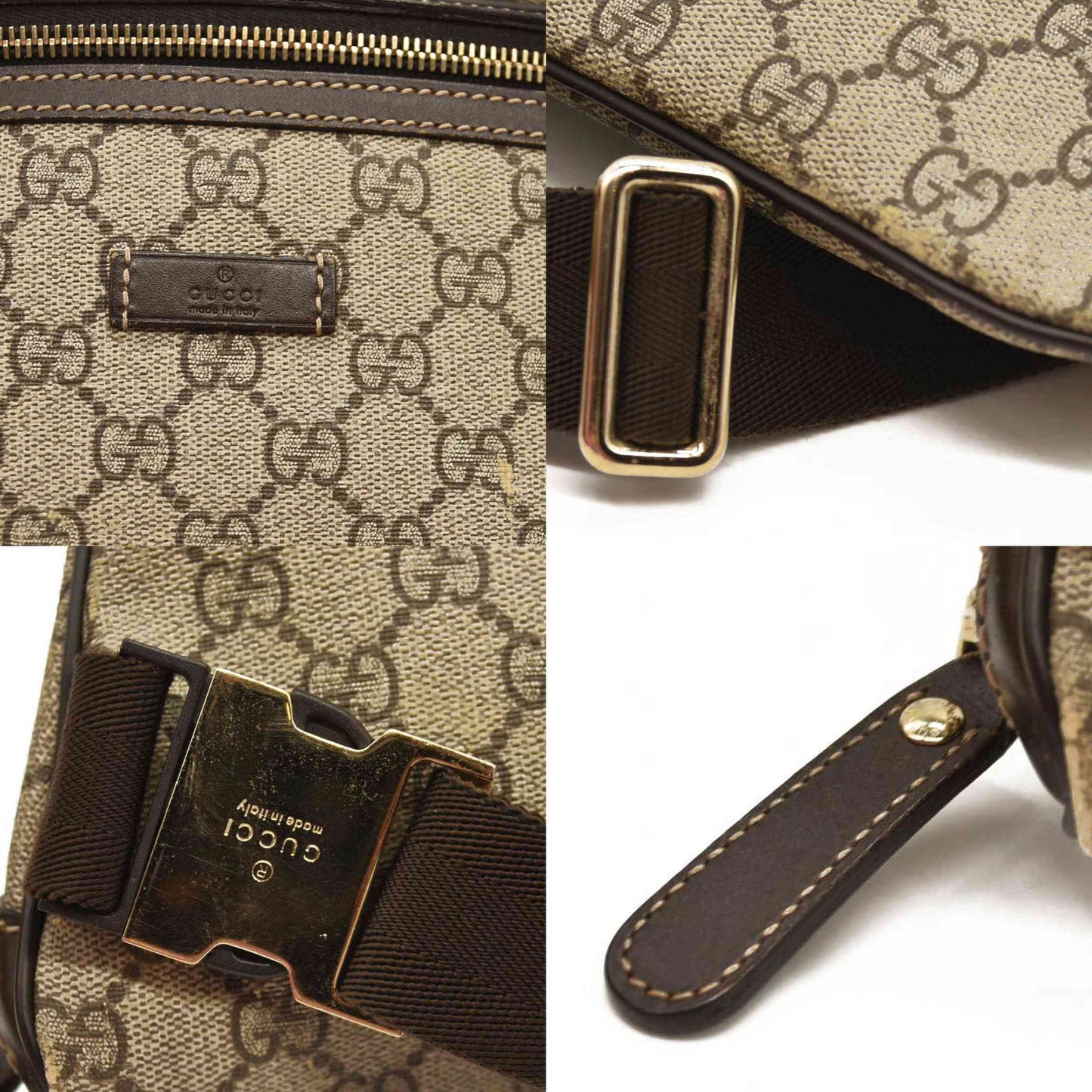 Gucci  GG Supreme Monogram Belt Bag Dark Brown