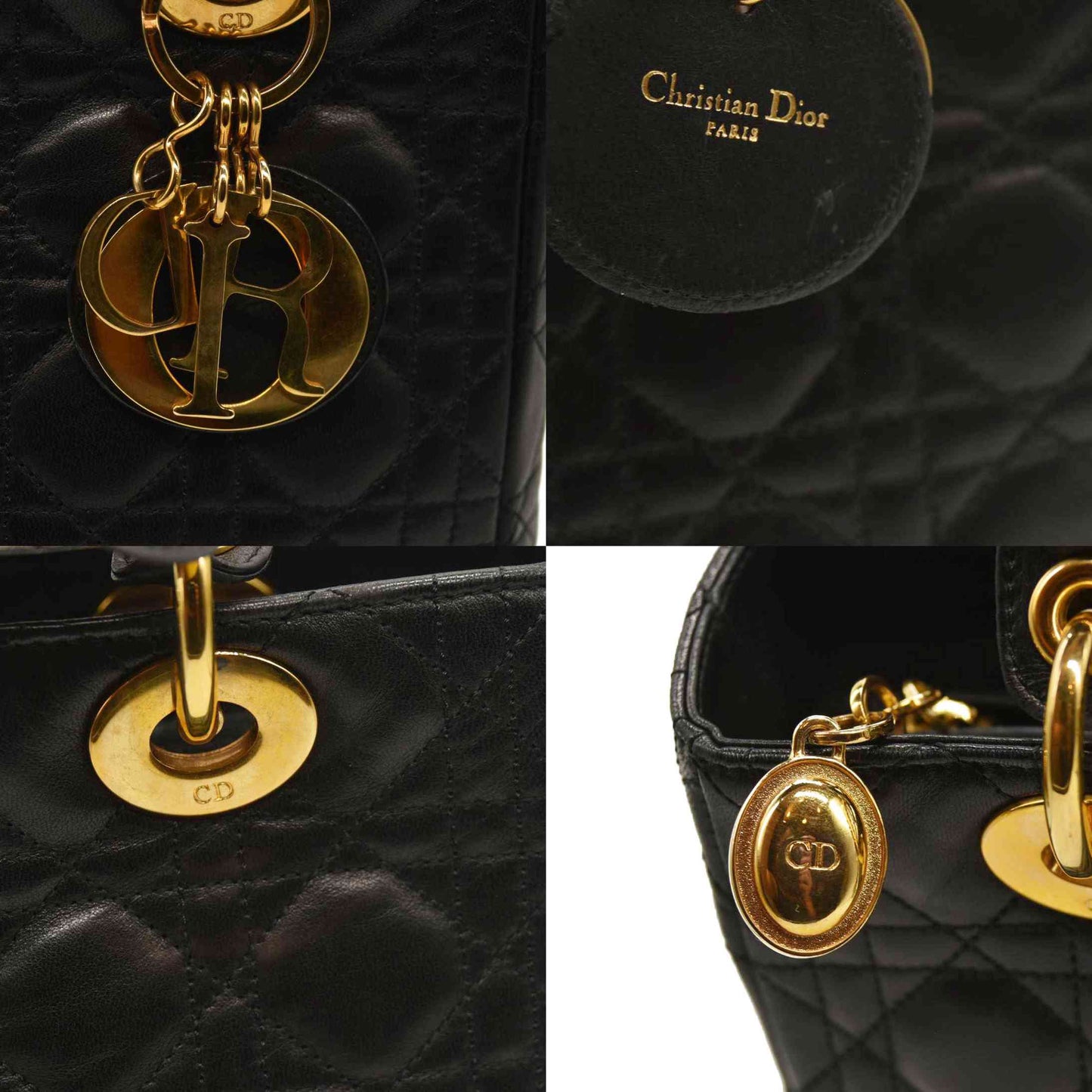CHRISTIAN DIOR Cannage Medium Lady Dior Black