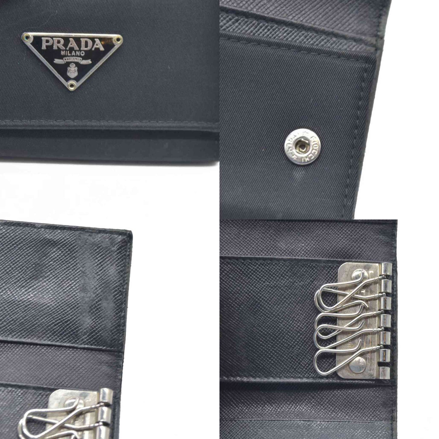 Prada Black Saffiano Leather Key Case Holder