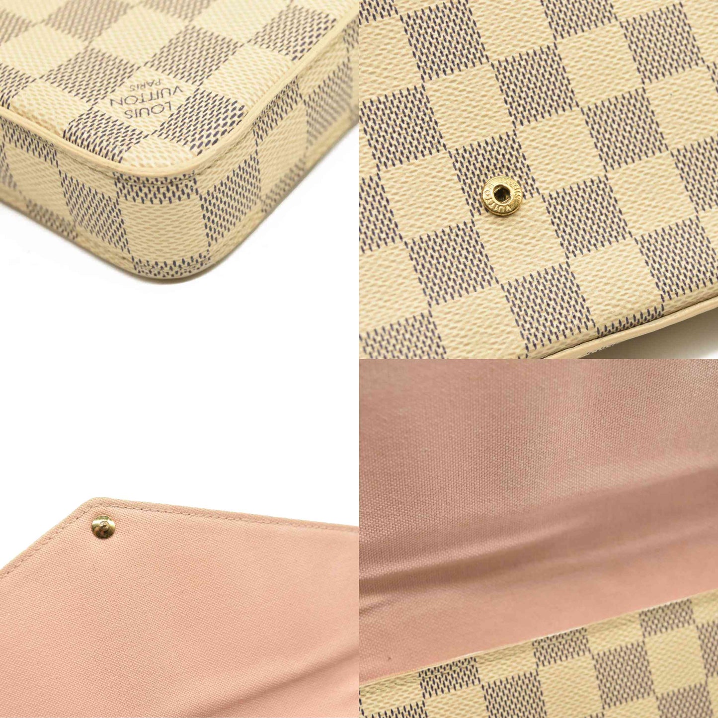 LOUIS VUITTON Damier Azur Pochette Felicie Chain Wallet Rose Ballerine
