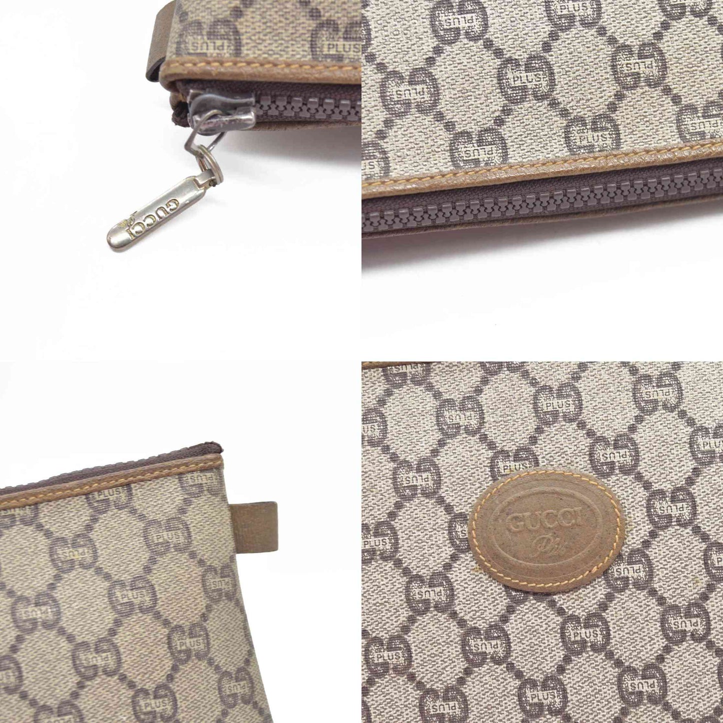 $1100 Gucci GG Gucci Plus PVC Leather Pouch Clutch Bag